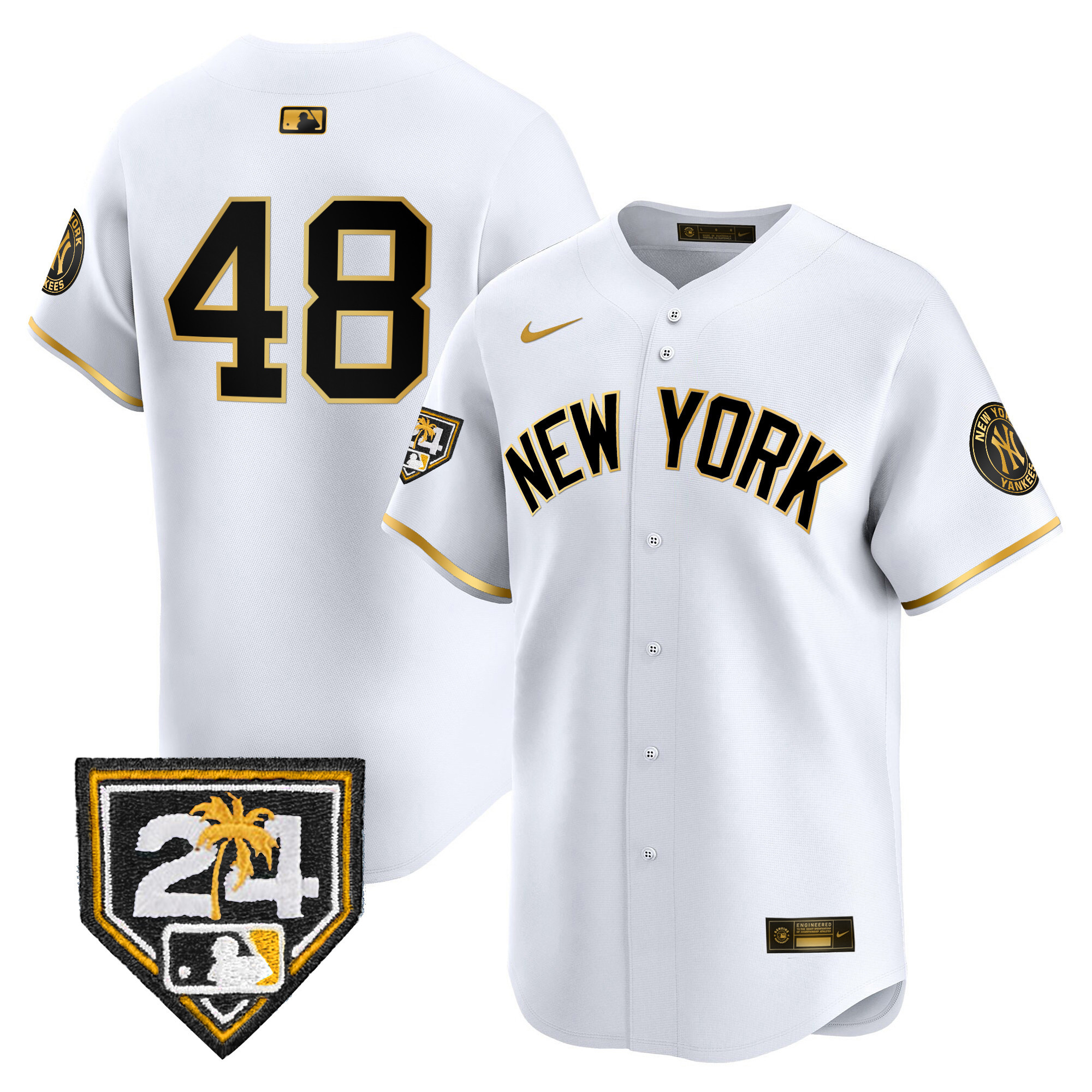 Anthony Rizzo Men's New York Yankees 2024 Spring Training Patch Vapor Premier Limited V5 White Gold Jersey - All Stitched