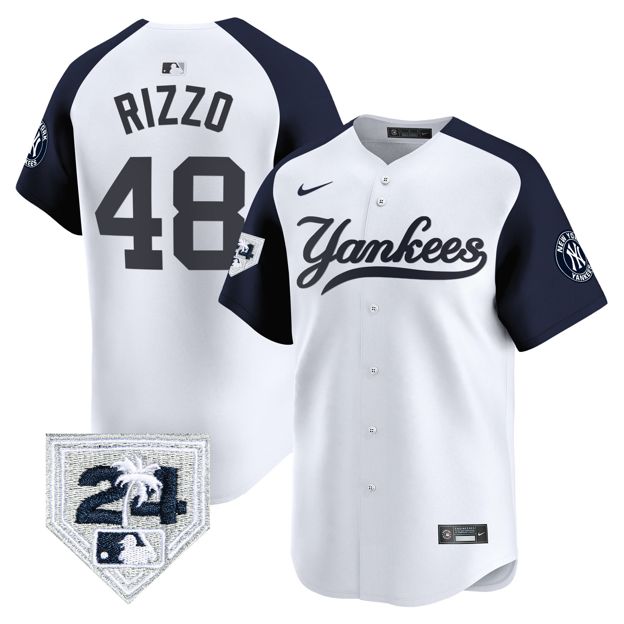 Anthony Rizzo Men's New York Yankees 2024 Spring Training Patch Vapor Premier Limited V6 White Alternate Jersey - All Stitched
