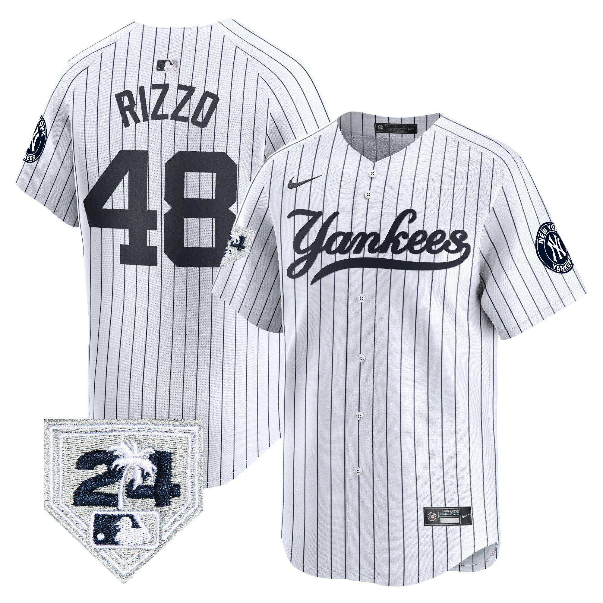 Anthony Rizzo Men's New York Yankees 2024 Spring Training Patch Vapor Premier Limited V6 White Jersey - All Stitched