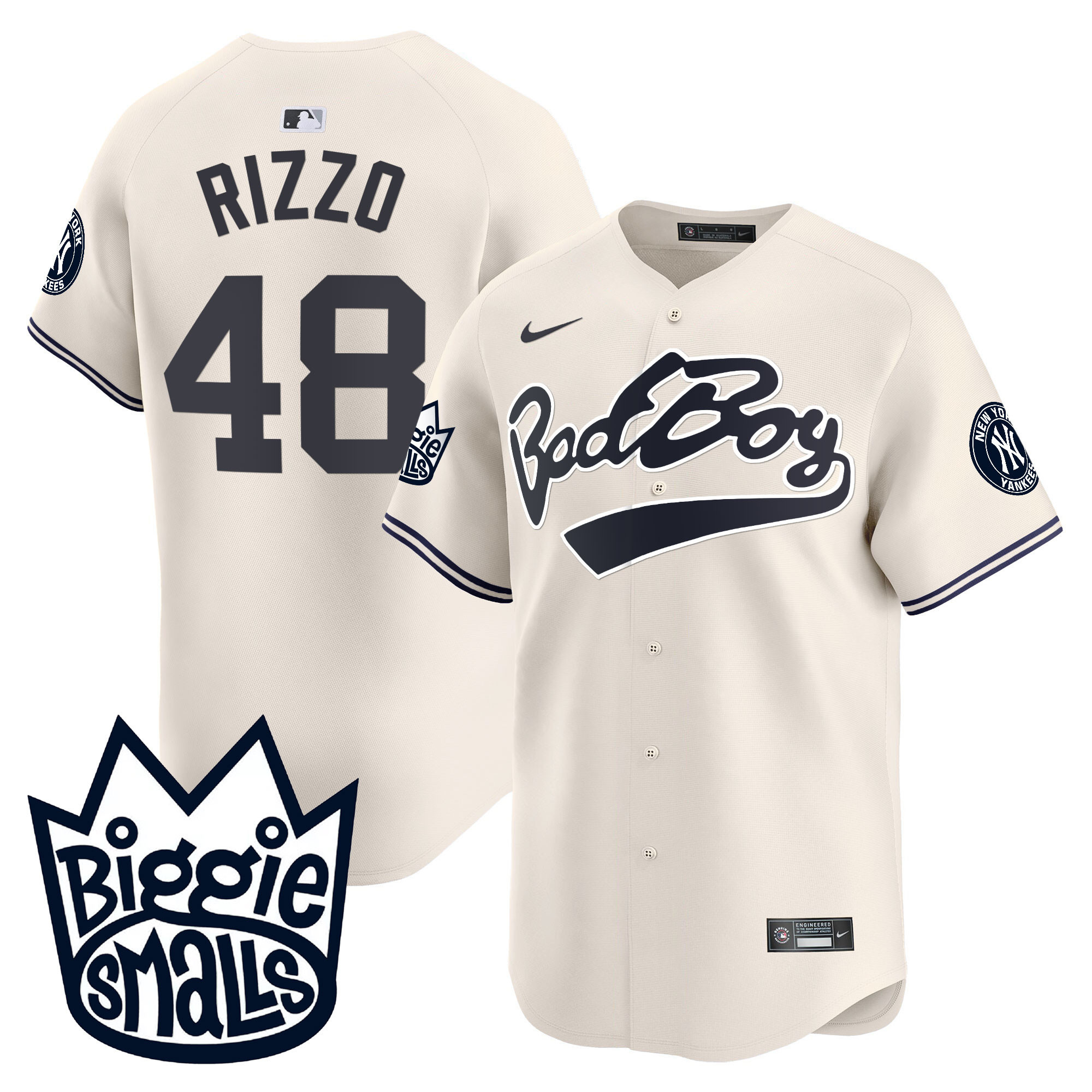 Anthony Rizzo Men's New York Yankees Biggie Smalls Vapor Premier Limited Cream Jersey - All Stitched