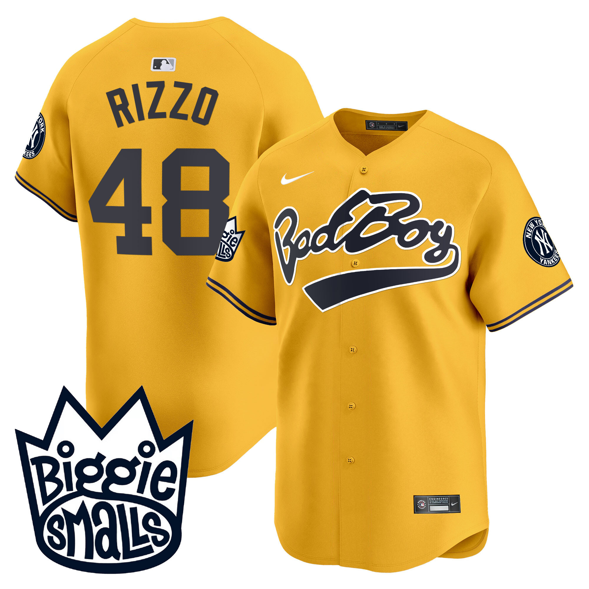 Anthony Rizzo Men's New York Yankees Biggie Smalls Vapor Premier Limited Gold Jersey - All Stitched