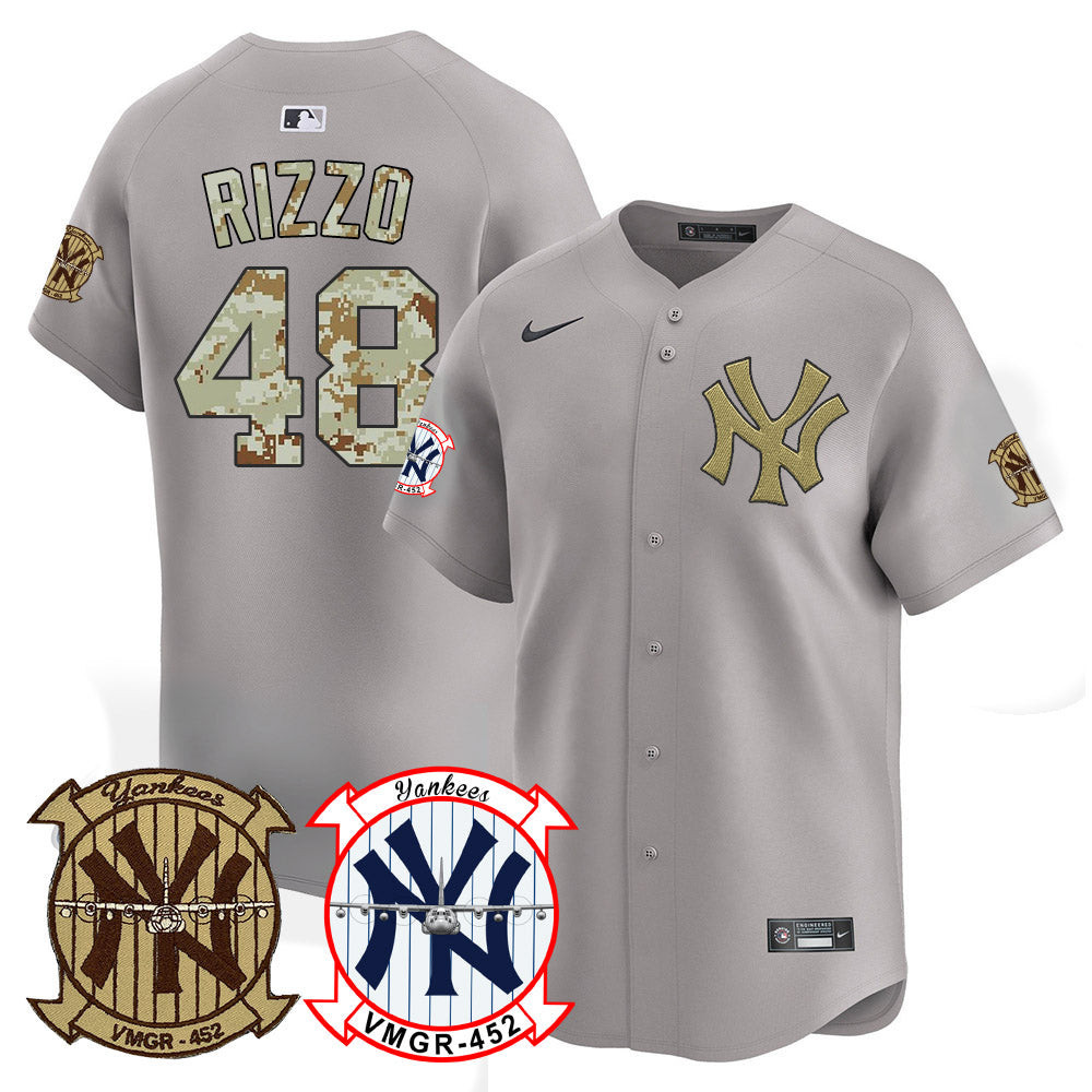 Anthony Rizzo Men's New York Yankees Desert USMC Alternate Vapor Premier Limited Gray Jersey - All Stitched