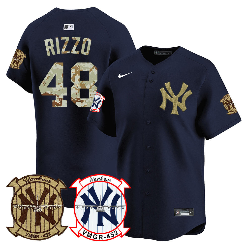 Anthony Rizzo Men's New York Yankees Desert USMC Alternate Vapor Premier Limited Navy Jersey - All Stitched