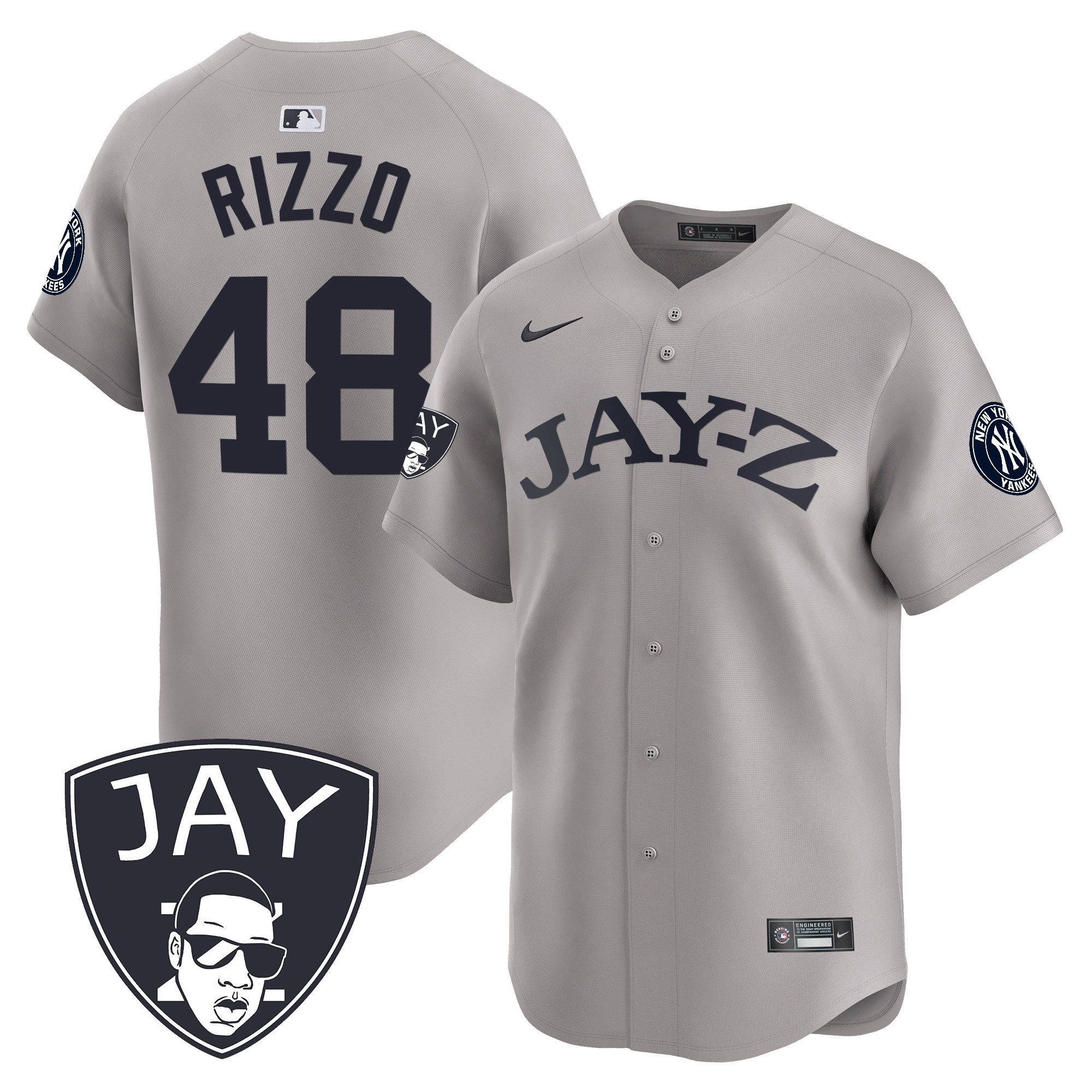 Anthony Rizzo Men's New York Yankees Jay-Z Vapor Premier Limited Gray Jersey - All Stitched