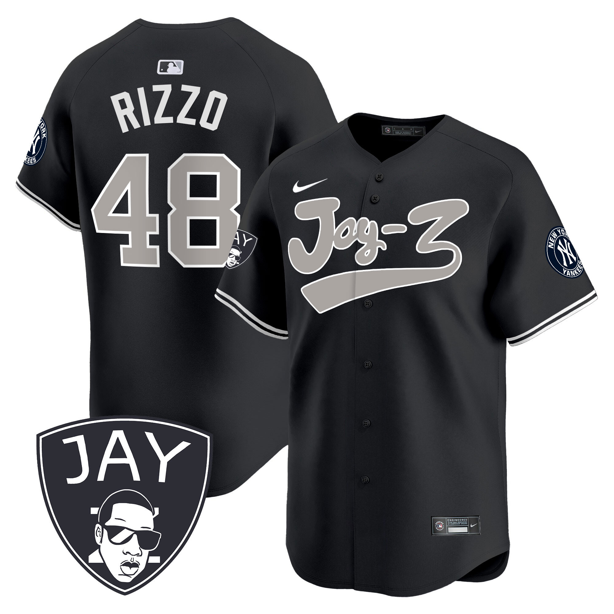 Anthony Rizzo Men's New York Yankees Jay-Z Vapor Premier Limited V2 Black Jersey - All Stitched