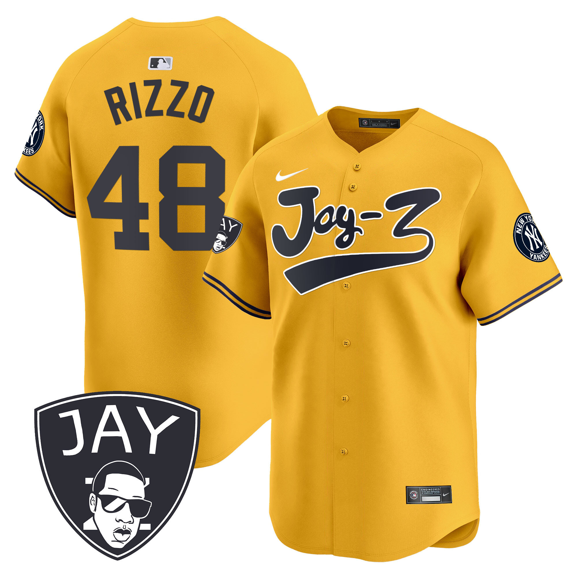 Anthony Rizzo Men's New York Yankees Jay-Z Vapor Premier Limited V2 Gold Jersey - All Stitched