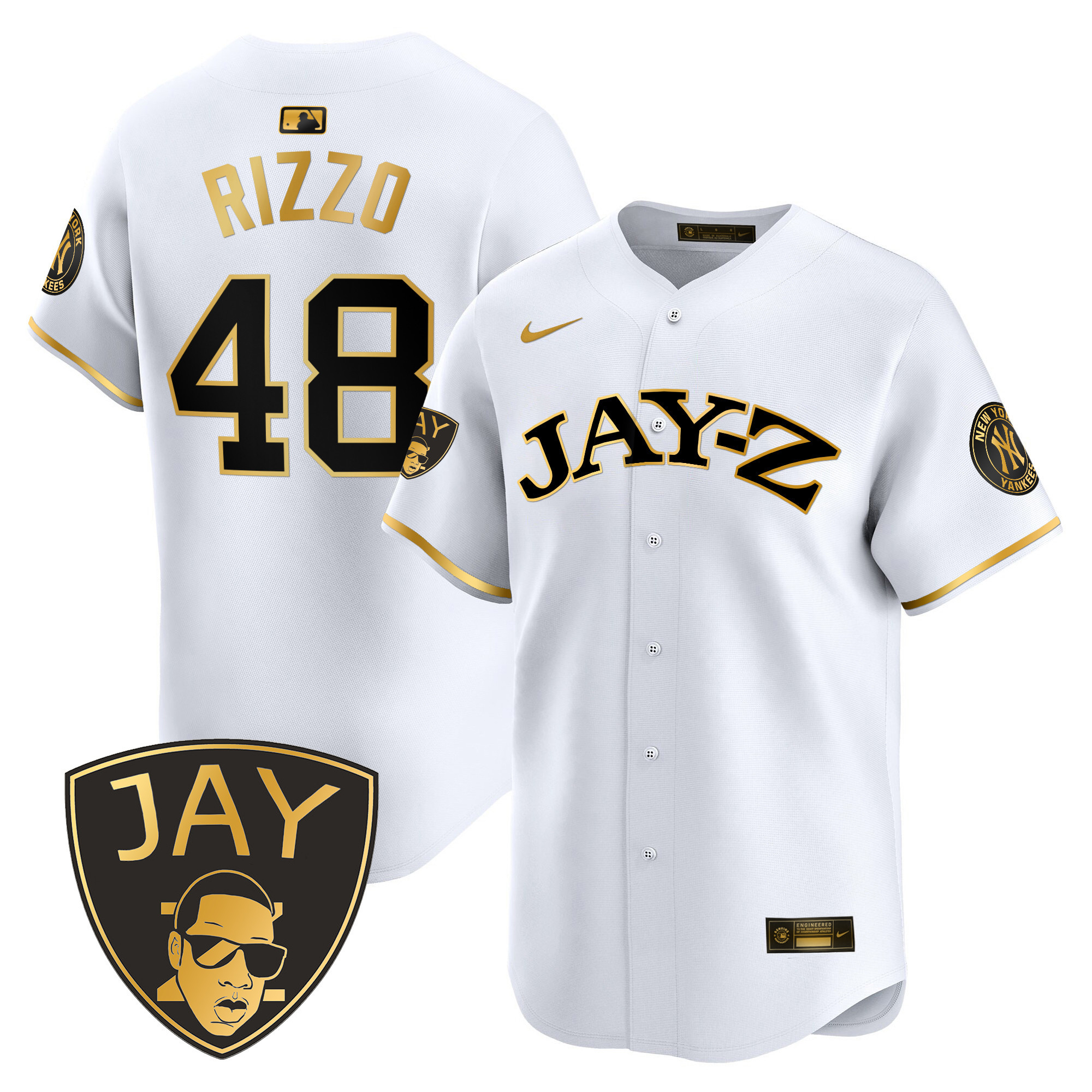 Anthony Rizzo Men's New York Yankees Jay-Z Vapor Premier Limited White Gold Jersey - All Stitched