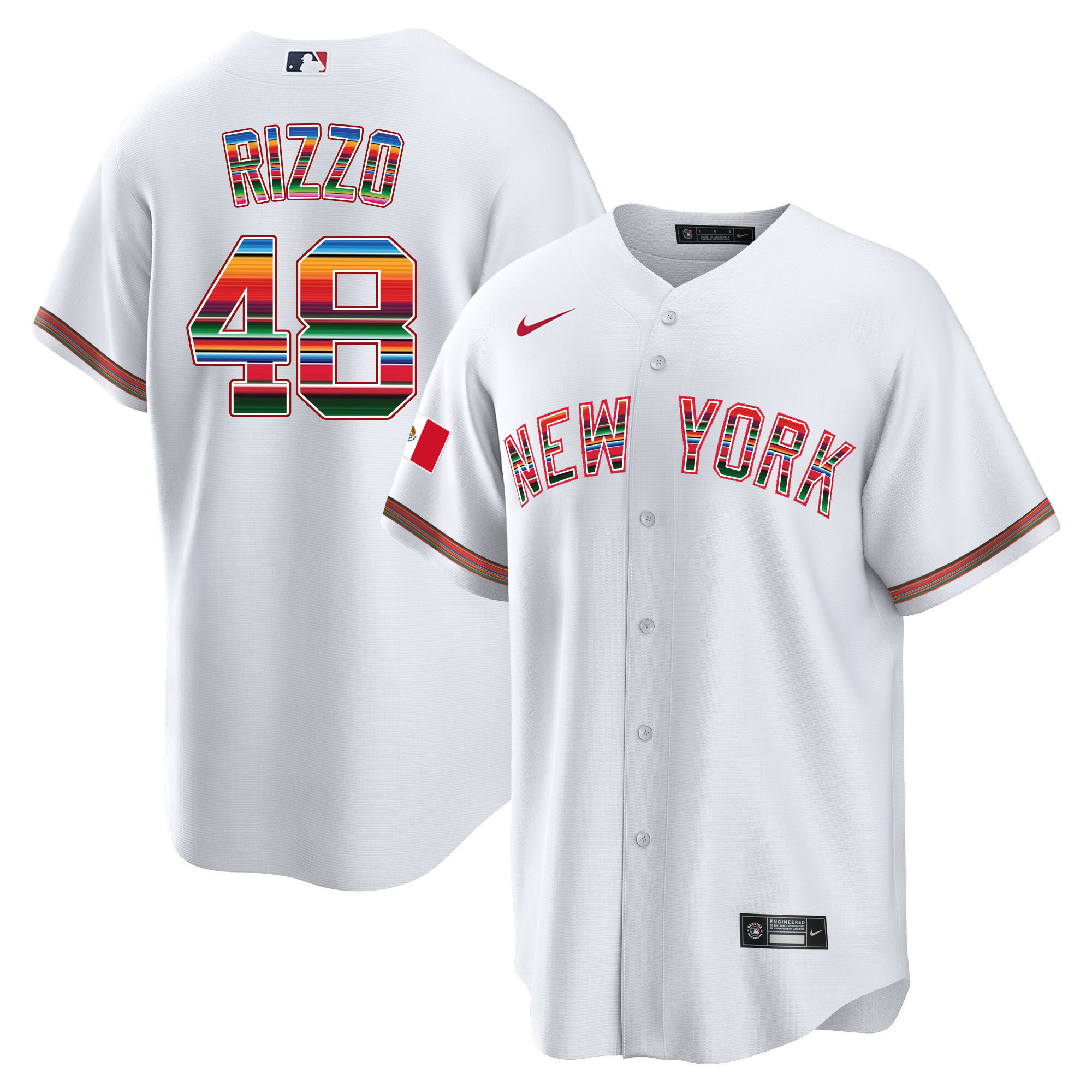 Anthony Rizzo Men's New York Yankees Mexico Cool Base White Jersey - All Stitched