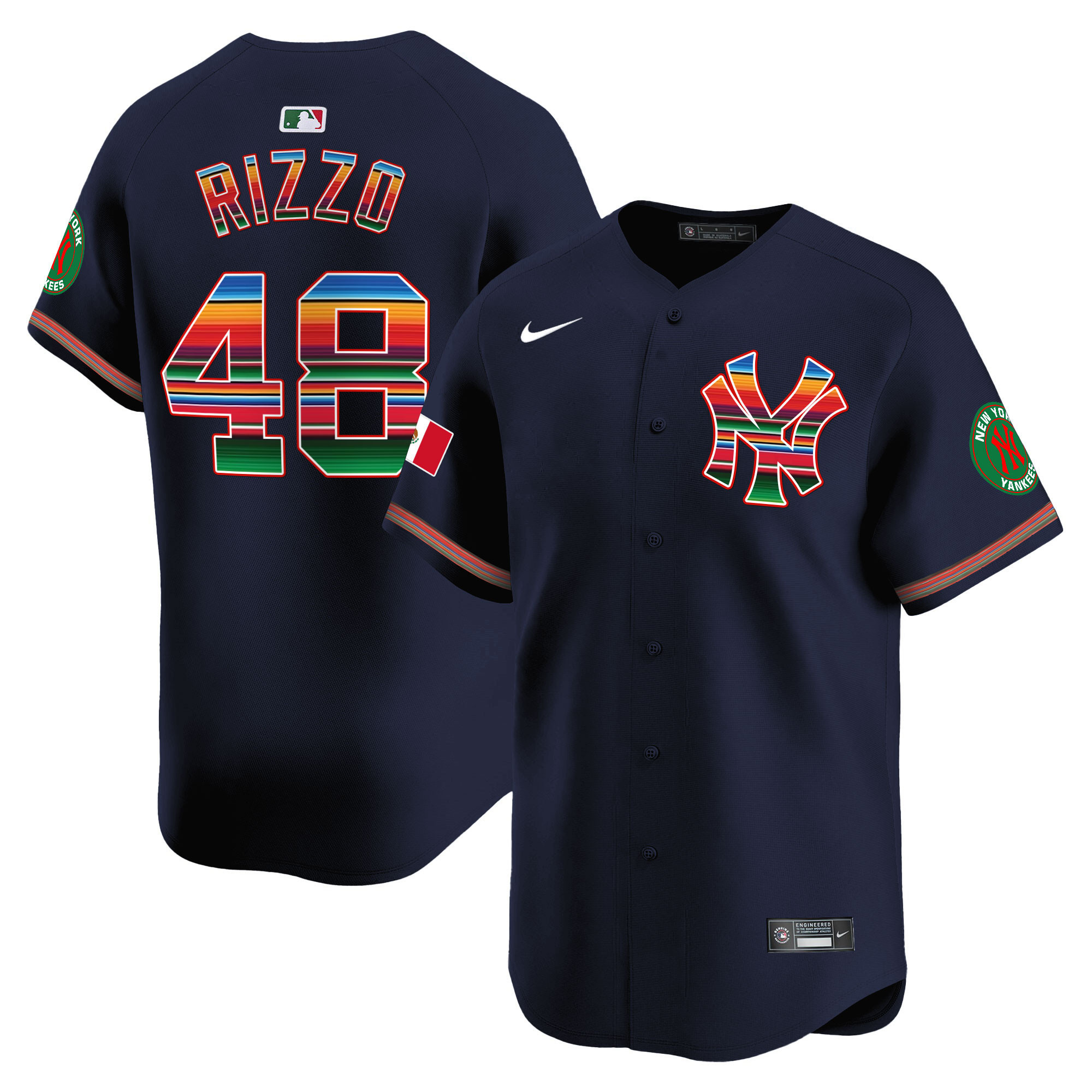 Anthony Rizzo Men's New York Yankees Mexico Vapor Premier Limited Navy Jersey - All Stitched