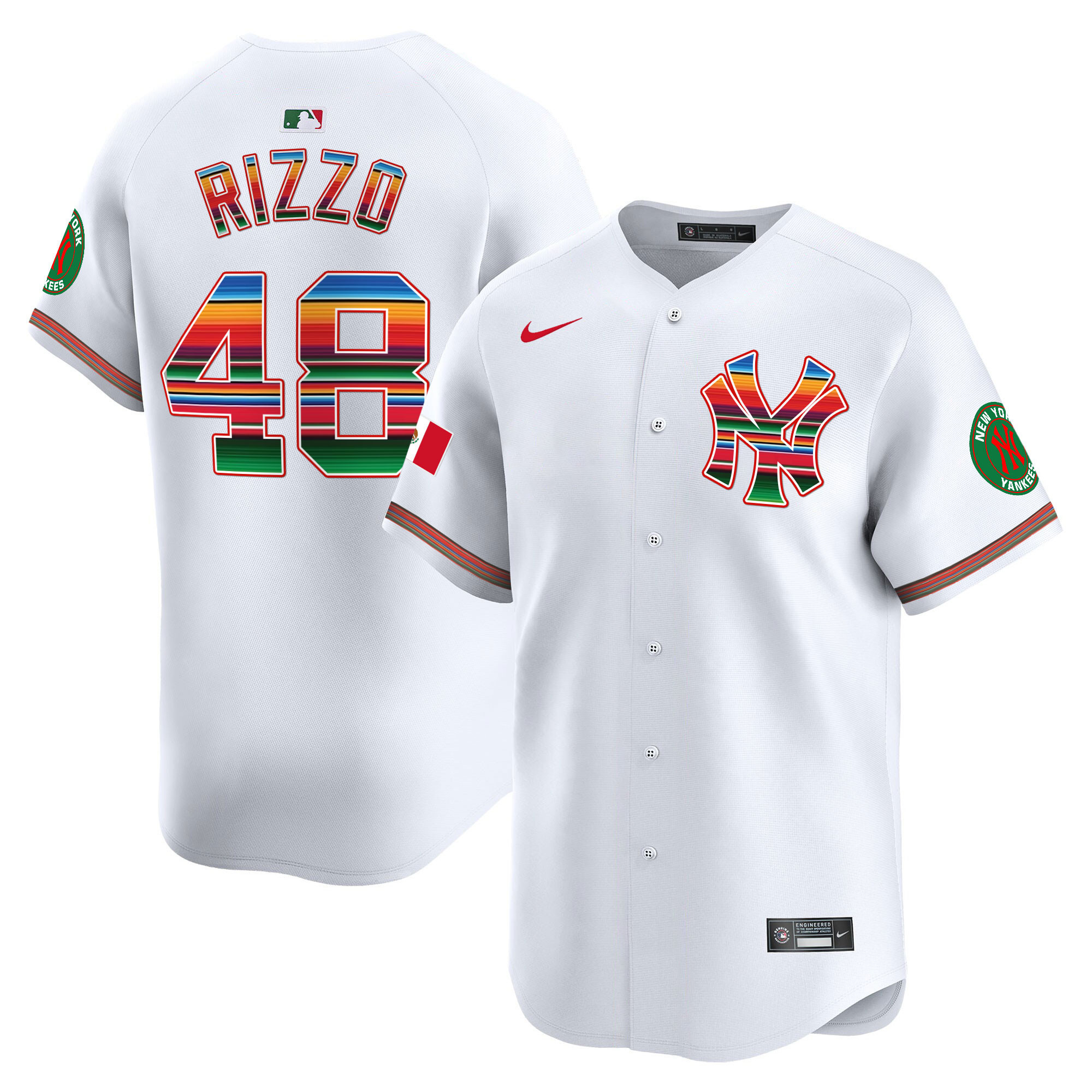 Anthony Rizzo Men's New York Yankees Mexico Vapor Premier Limited White Jersey - All Stitched
