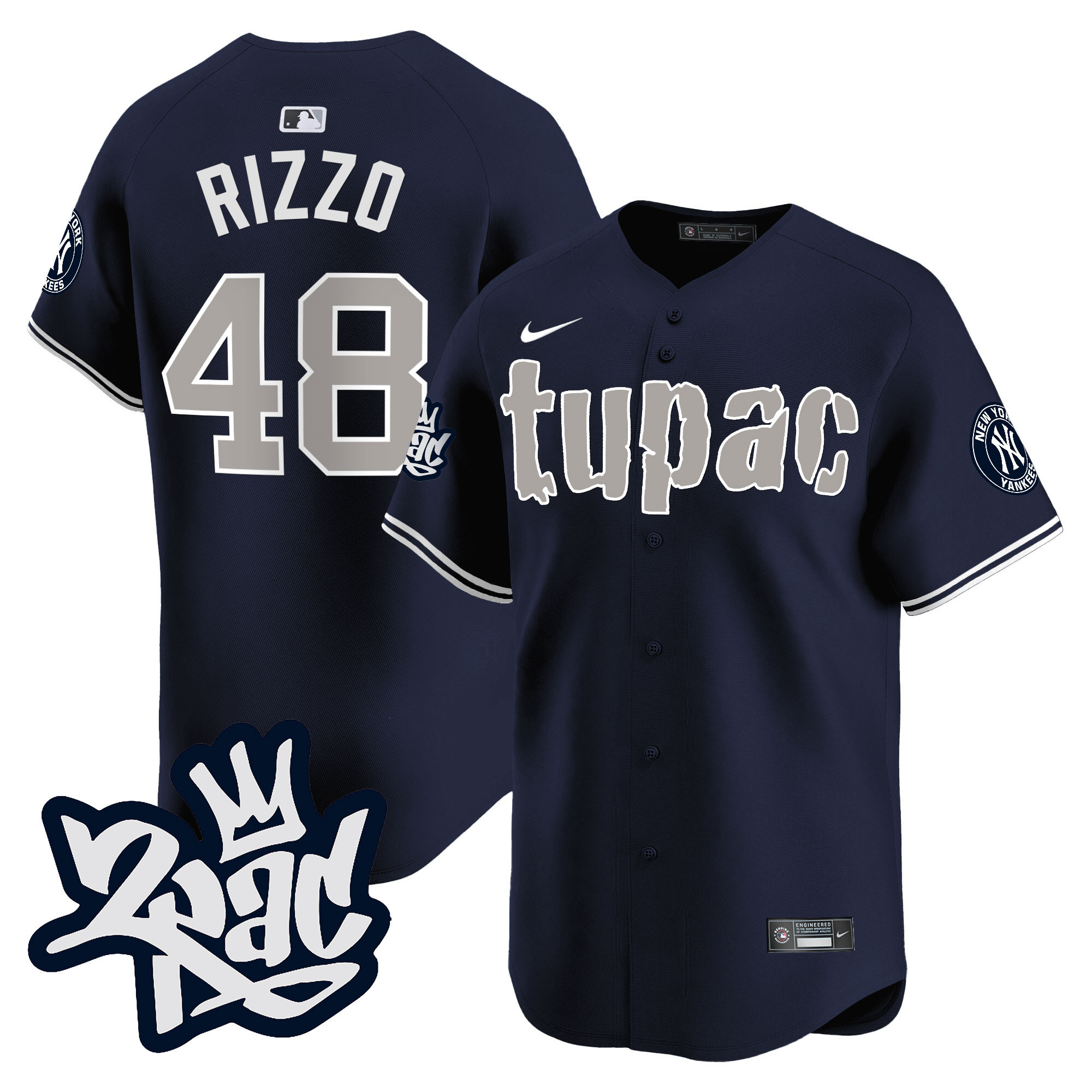 Anthony Rizzo Men's New York Yankees Tupac Shakur Vapor Premier Limited Alternate Jersey - All Stitched