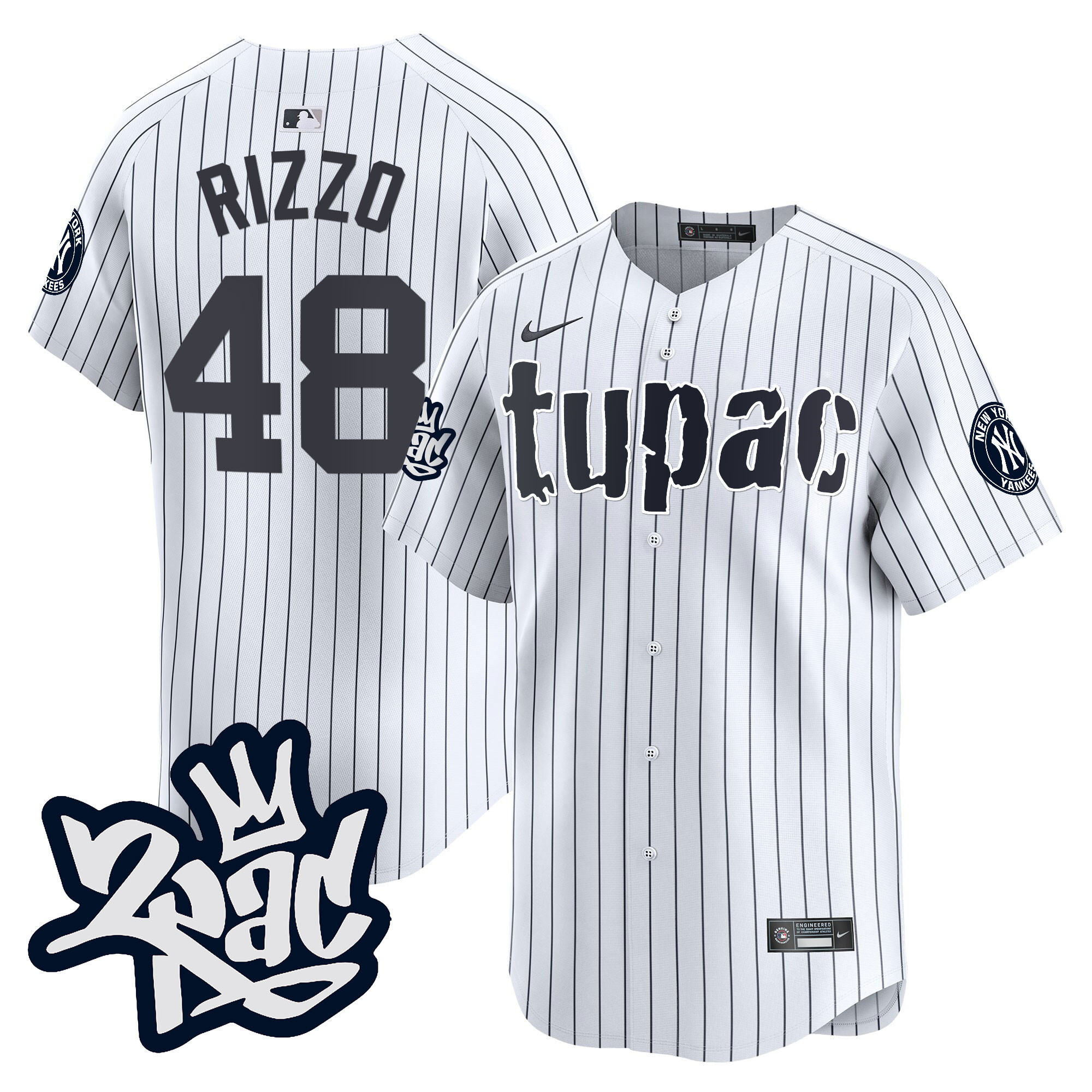 Anthony Rizzo Men's New York Yankees Tupac Shakur Vapor Premier Limited White Jersey - All Stitched