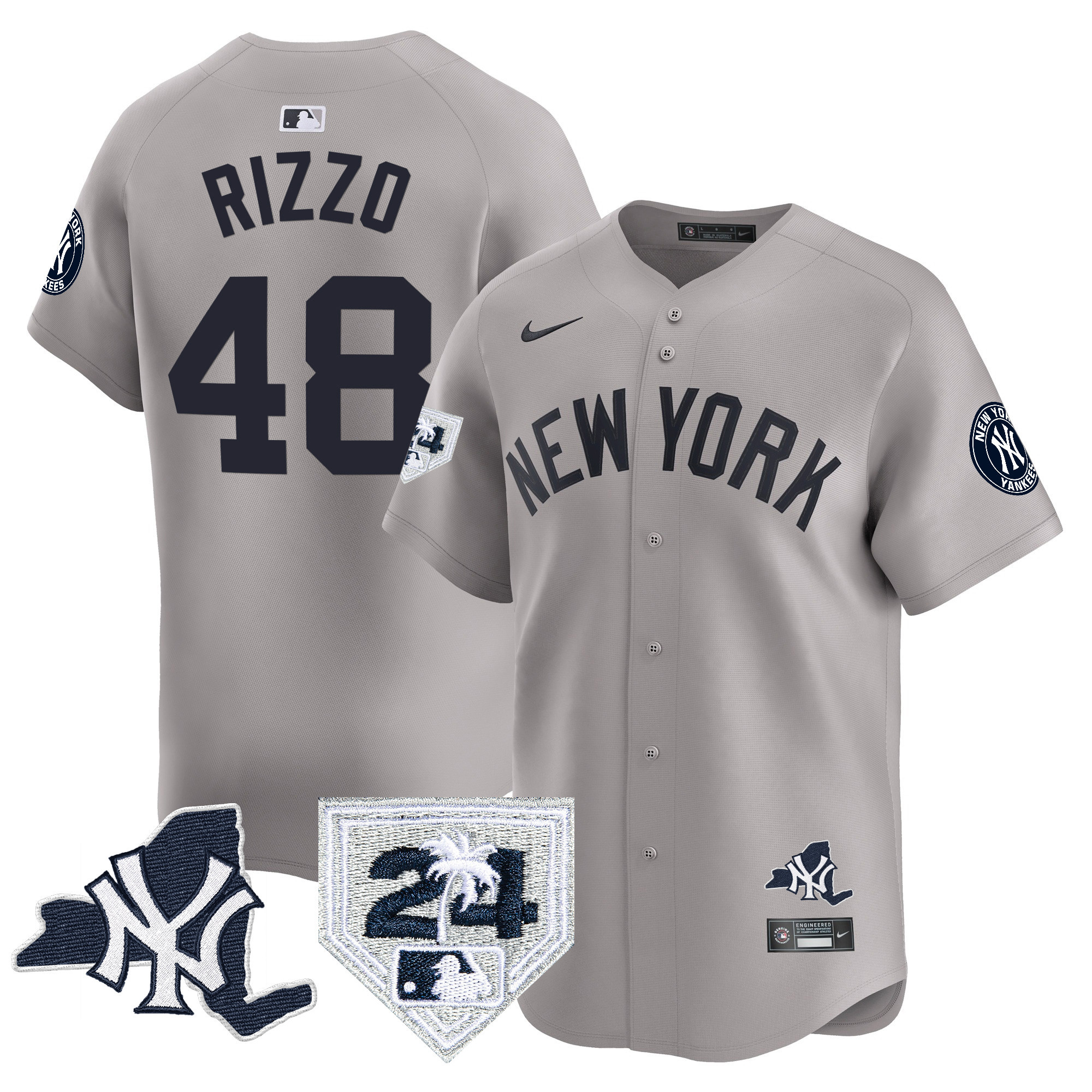 Anthony Rizzo Men's New York Yankees Vapor Premier Limited - New York Patch Gray Jersey - All Stitched