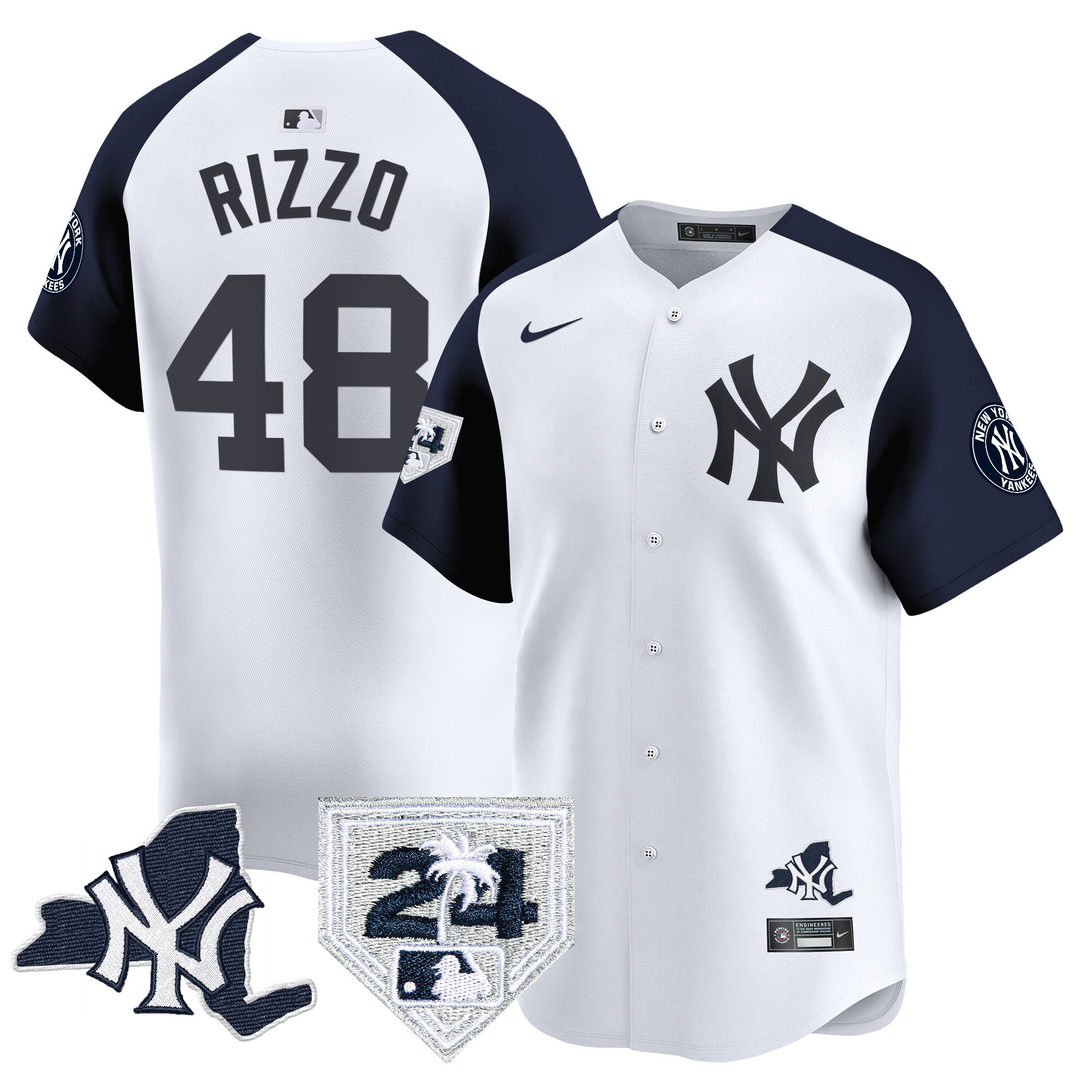 Anthony Rizzo Men's New York Yankees Vapor Premier Limited - New York Patch White Alternate Jersey - All Stitched