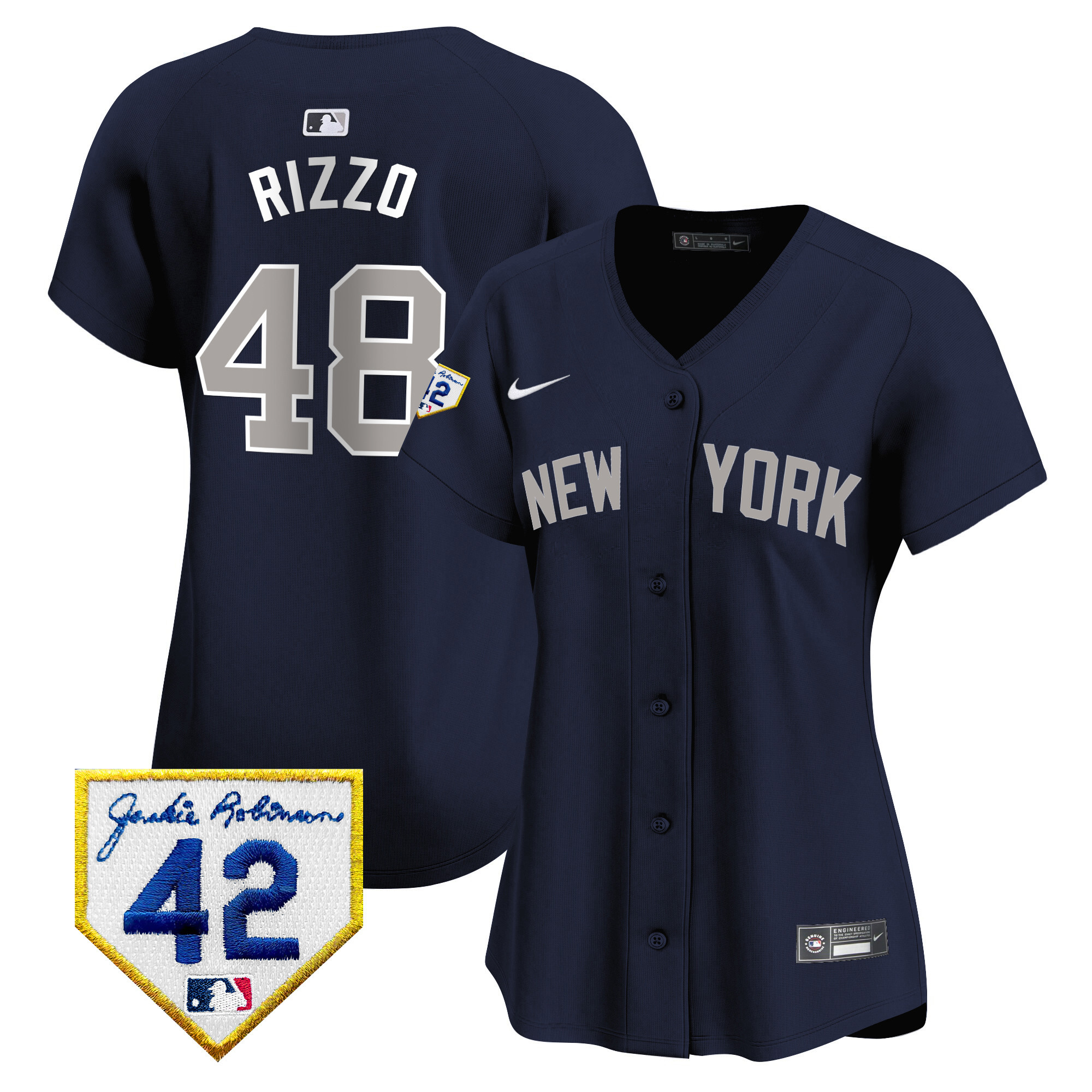 Anthony Rizzo Women's New York Yankees 2024 Jackie Robinson Patch Vapor Premier Limited Alternate Jersey - All Stitched
