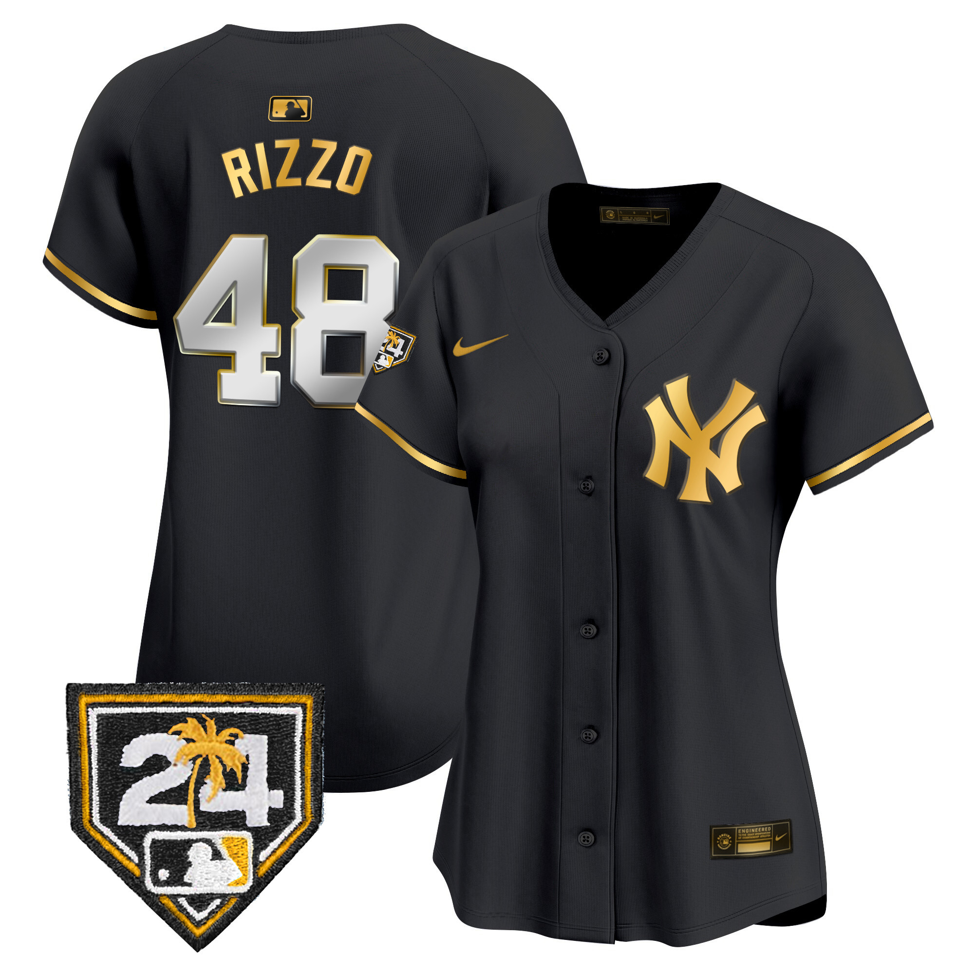 Anthony Rizzo Women's New York Yankees 2024 Spring Training Patch Vapor Premier Limited Black Gold Jersey - All Stitched
