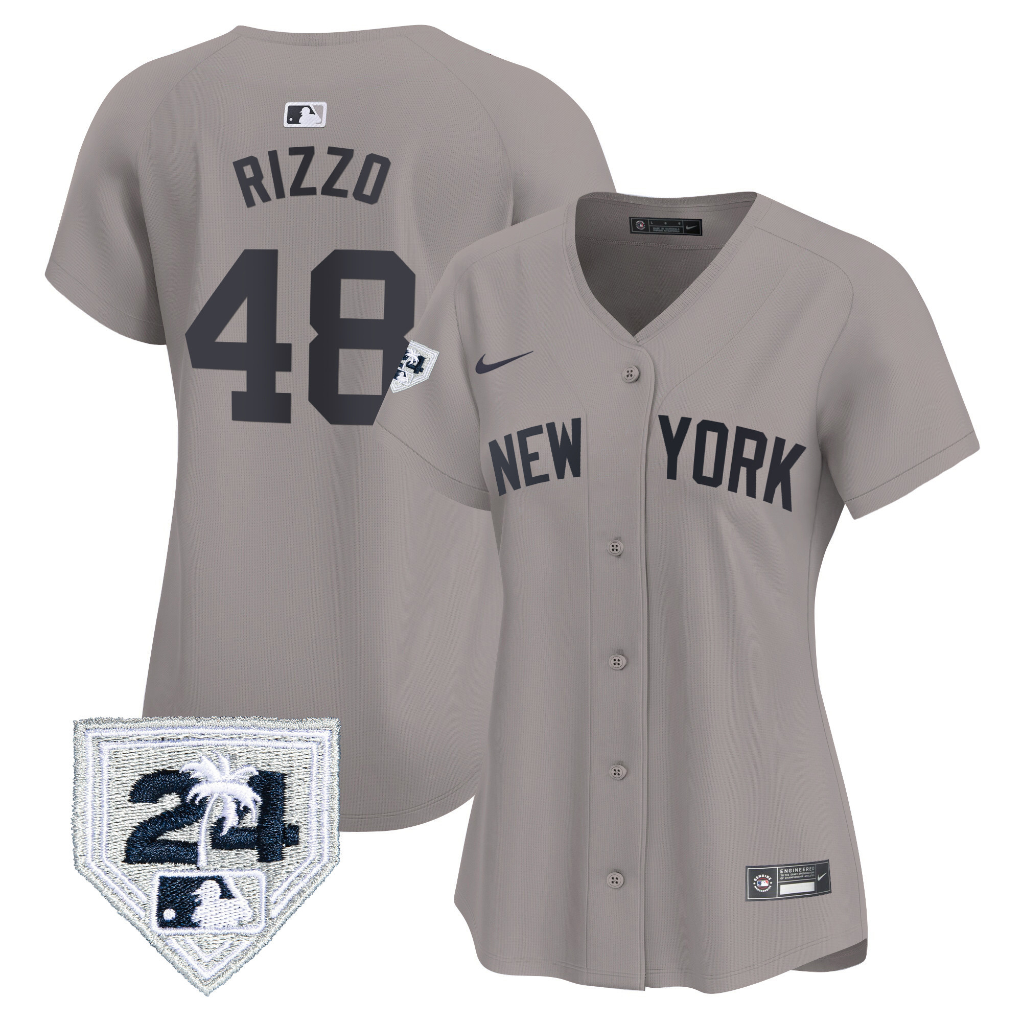 Anthony Rizzo Women's New York Yankees 2024 Spring Training Patch Vapor Premier Limited Gray Jersey - All Stitched