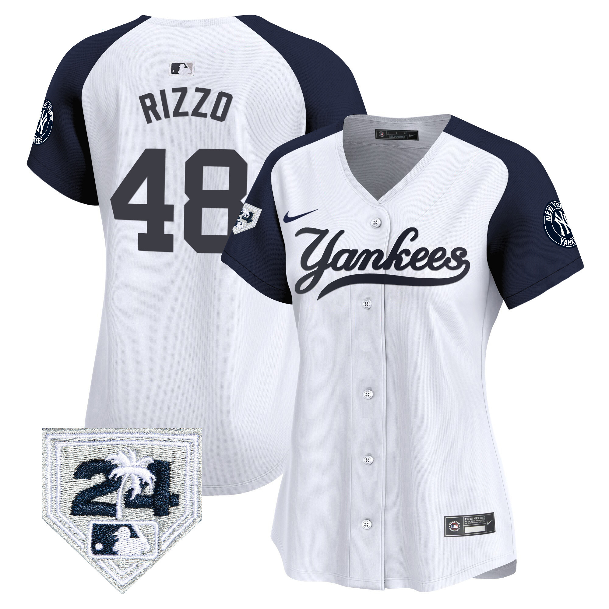 Anthony Rizzo Women's New York Yankees 2024 Spring Training Patch Vapor Premier Limited V6 White Alternate Jersey - All Stitched
