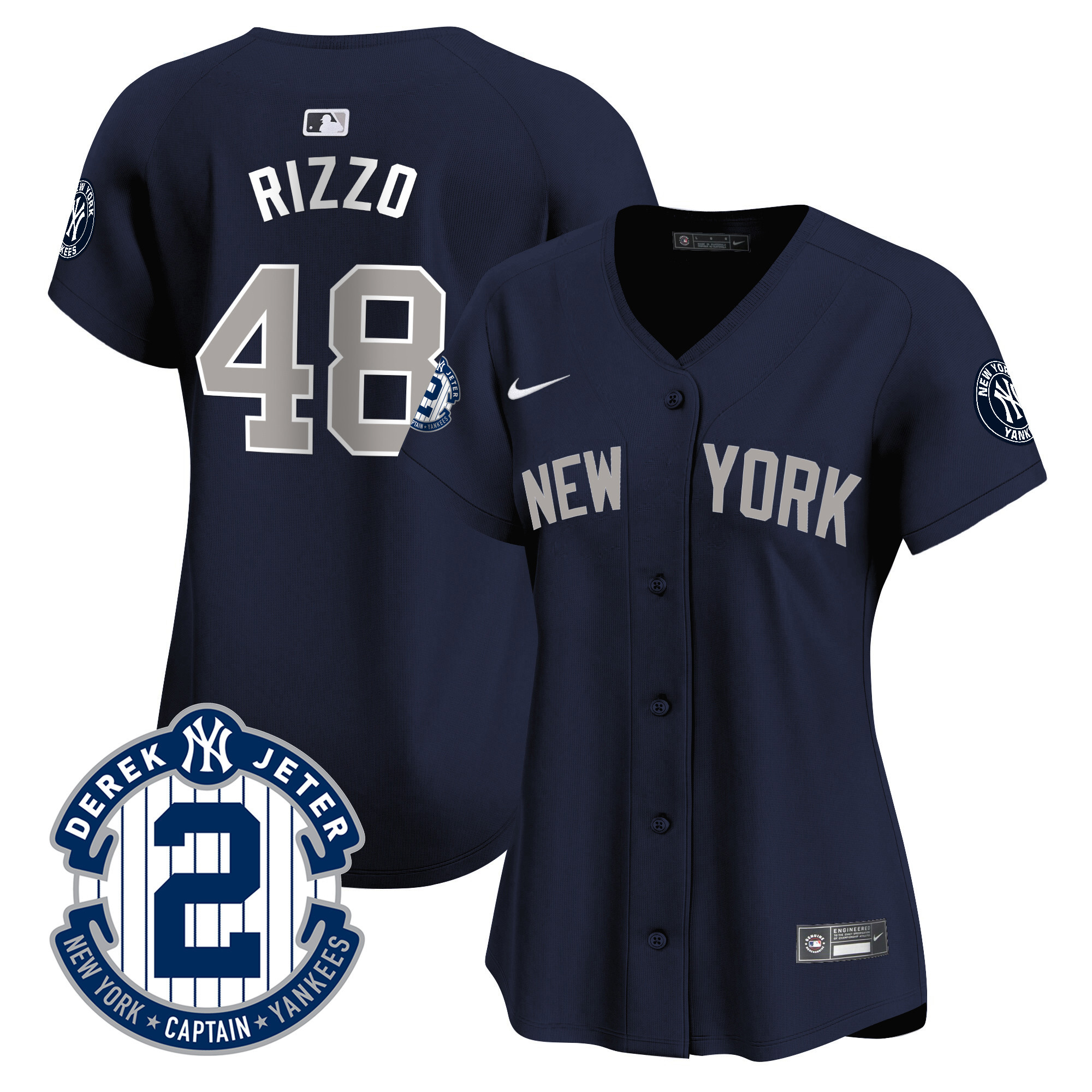 Anthony Rizzo Women's New York Yankees Derek Jeter Patch Vapor Premier Limited Alternate Jersey - All Stitched
