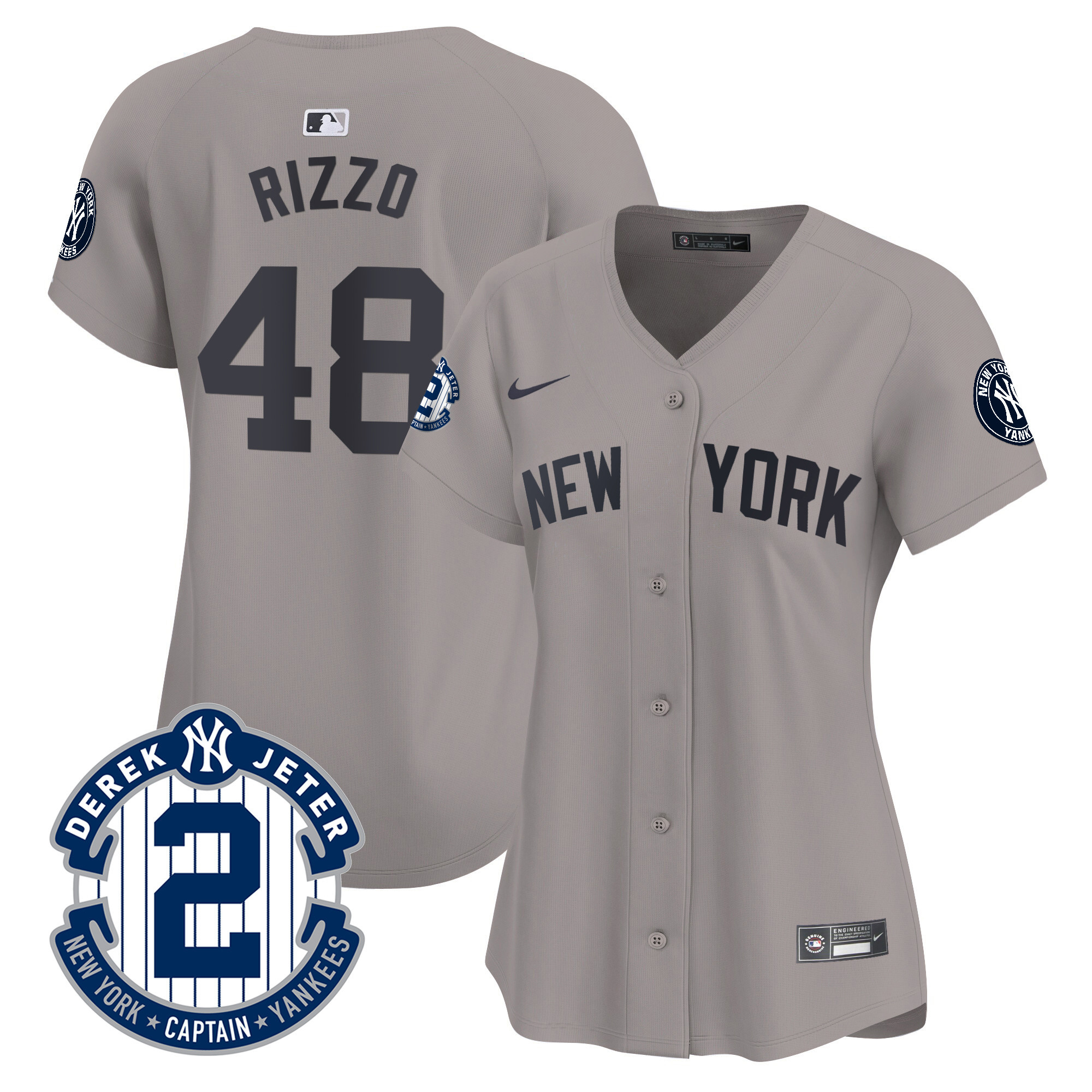 Anthony Rizzo Women's New York Yankees Derek Jeter Patch Vapor Premier Limited Gray Jersey - All Stitched