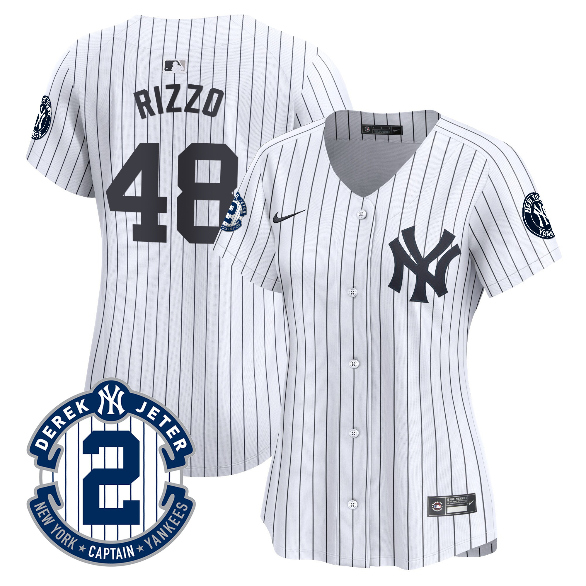 Anthony Rizzo Women's New York Yankees Derek Jeter Patch Vapor Premier Limited White Jersey - All Stitched