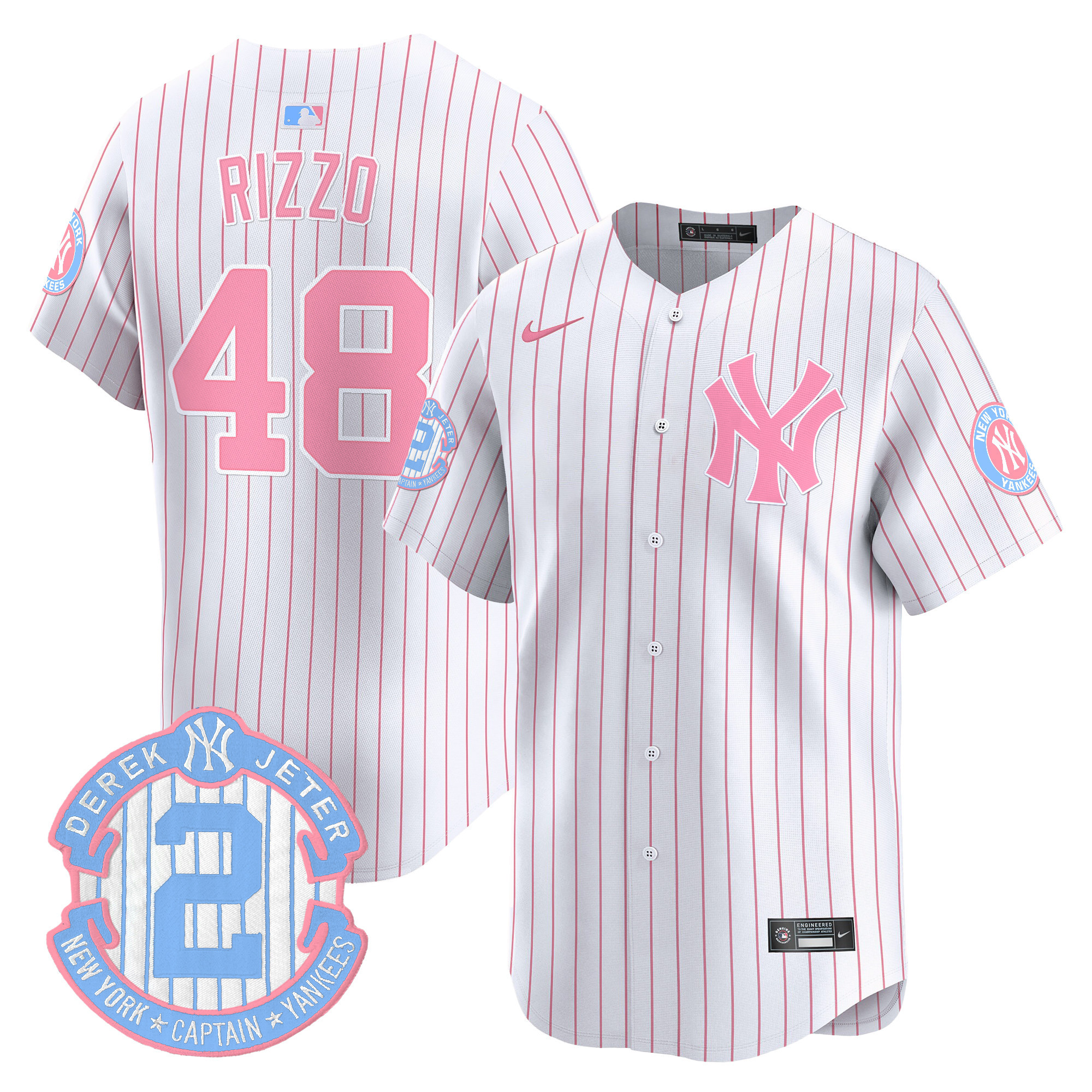 Anthony RizzoUnisex New York Yankees Bubblegum Pink Vapor Premier Limited Pinstripe Jersey - All Stitched