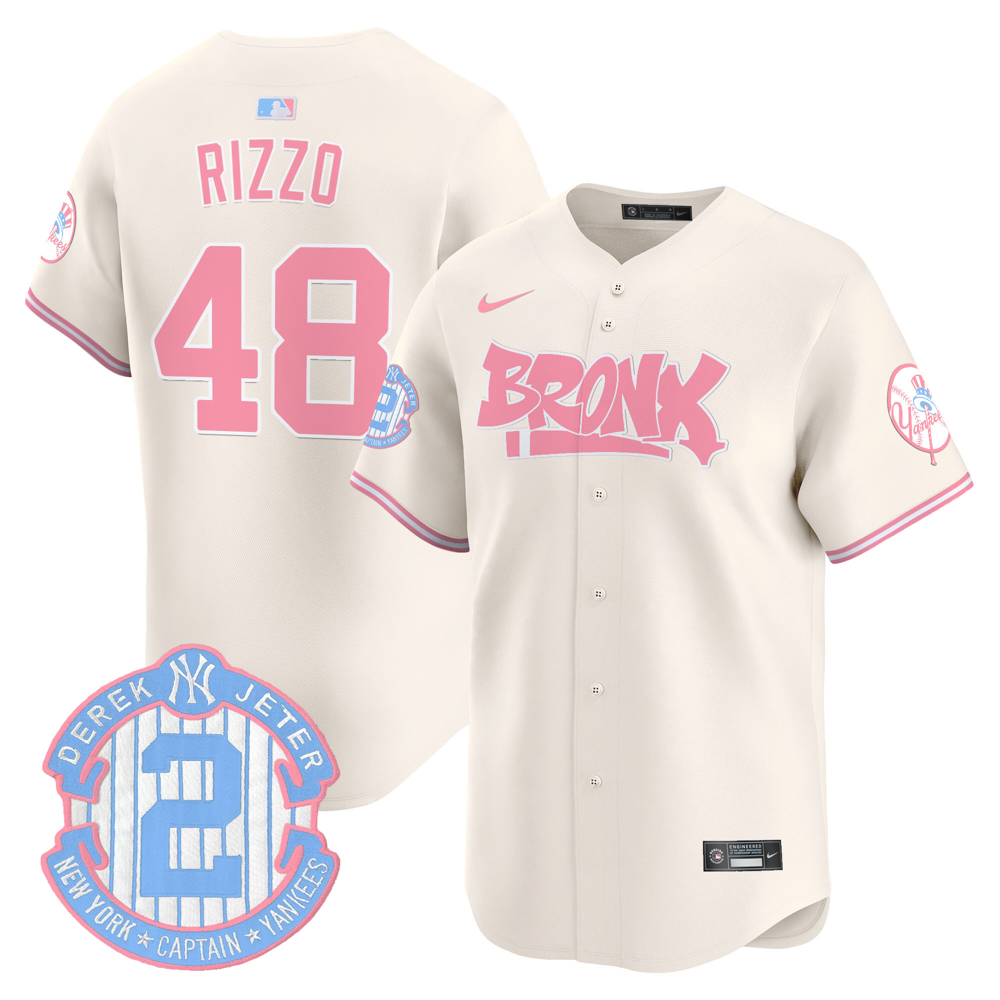 Anthony RizzoUnisex New York Yankees The Bronx Graffiti Bubblegum Pink Vapor Premier Limited Cream Jersey - All Stitched