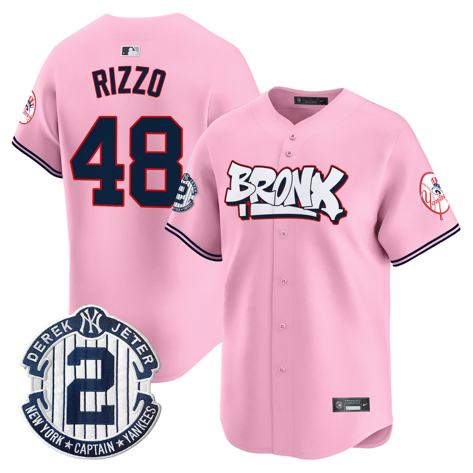 Anthony RizzoUnisex New York Yankees The Bronx Graffiti Vapor Premier Limited Pink Jersey V4 - All Stitched
