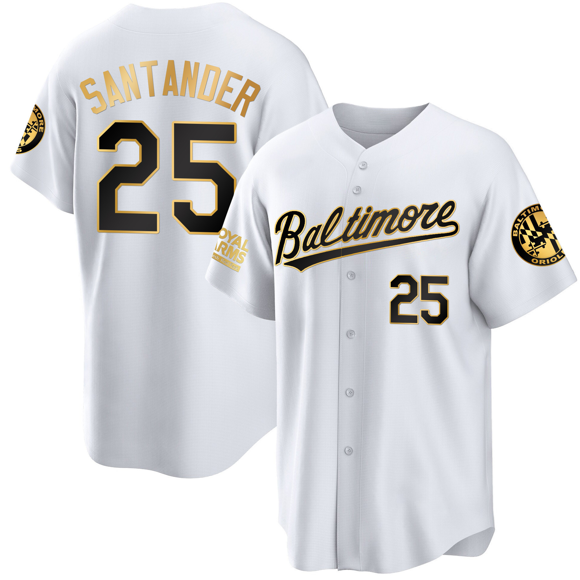 Anthony Santander Men’s Baltimore Orioles 2023 Gold Cool White Gold Jersey - All Stitched