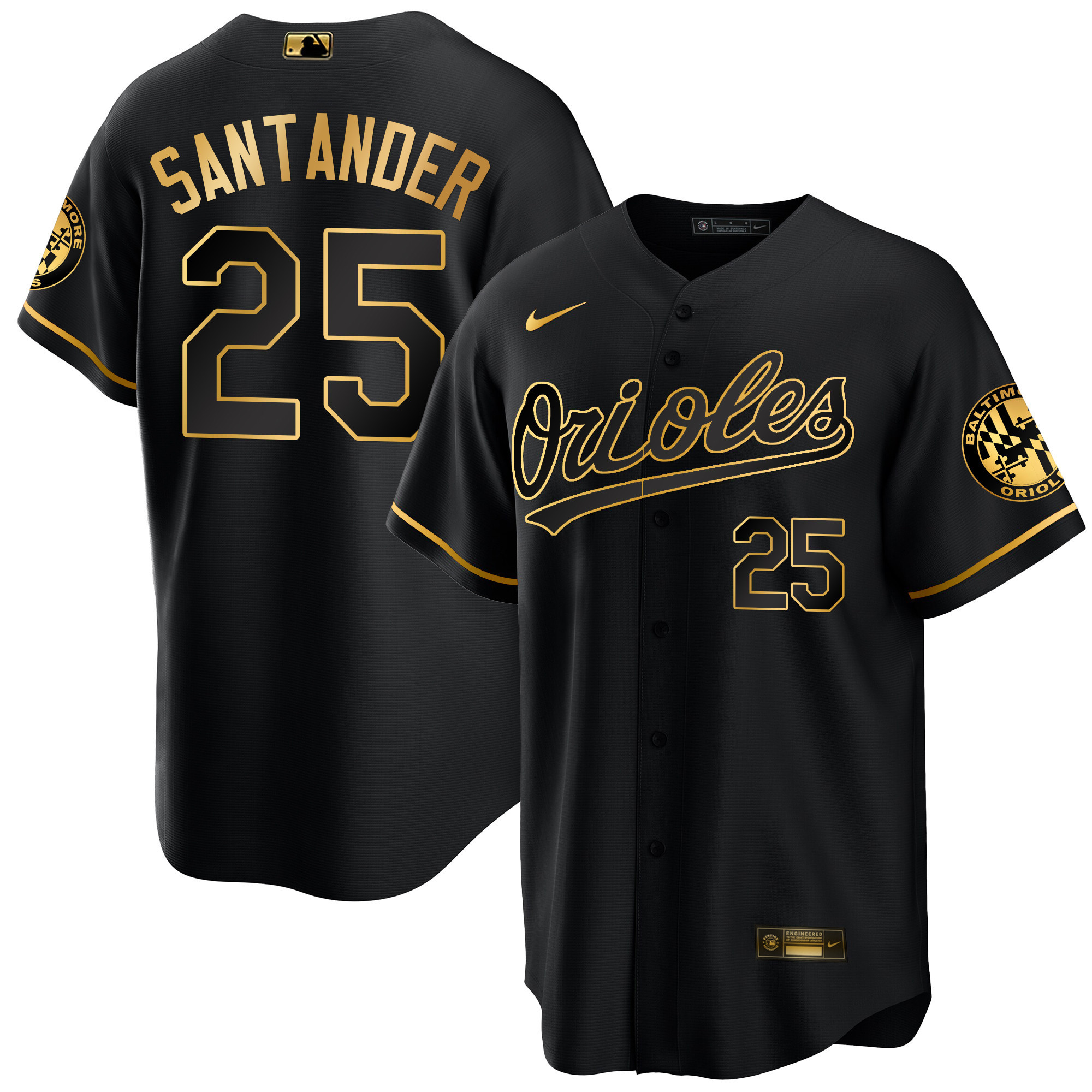 Anthony Santander Men’s Baltimore Orioles 2023 Special Gold Cool Black Gold Jersey - All Stitched