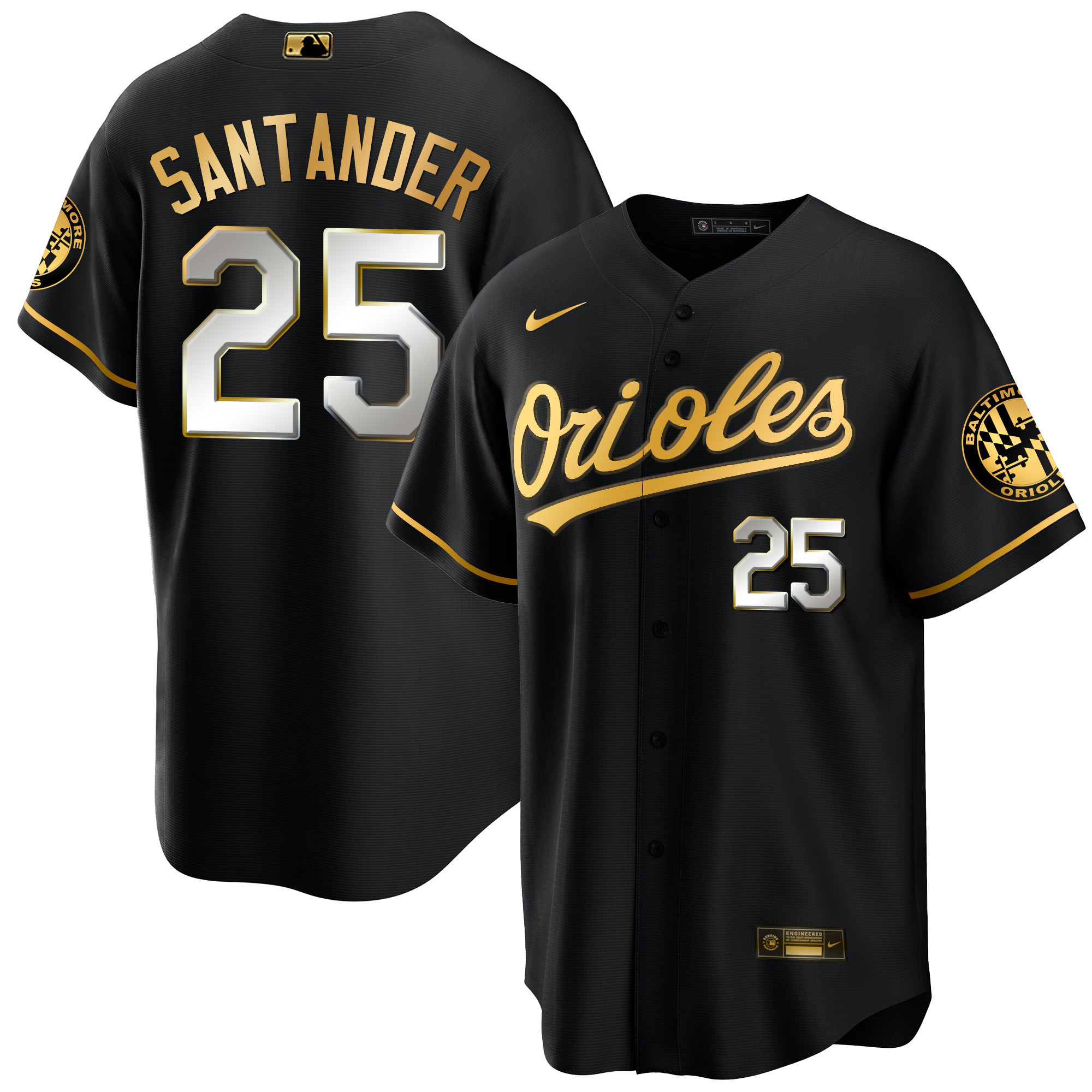 Anthony Santander Men’s Baltimore Orioles 2023 Special Gold Cool Black Limited Jersey - All Stitched