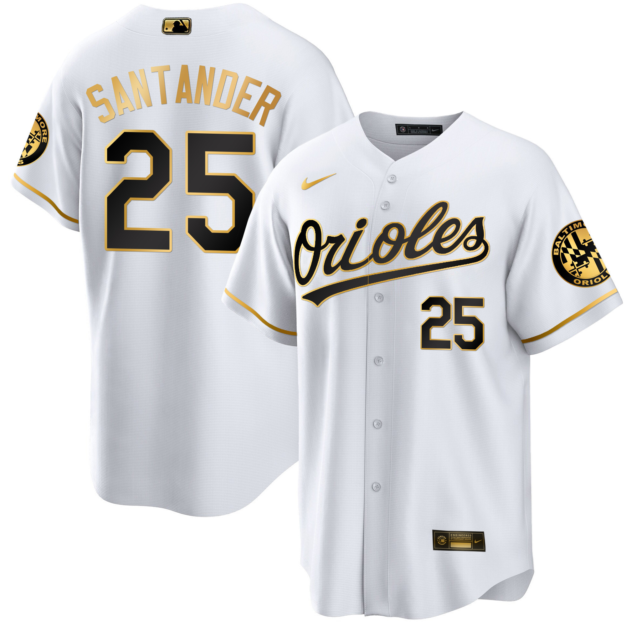 Anthony Santander Men’s Baltimore Orioles 2023 Special Gold Cool White Gold Jersey - All Stitched