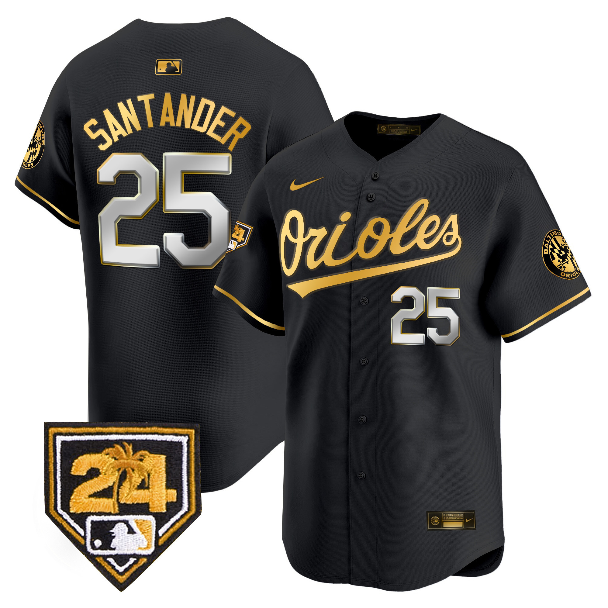 Anthony Santander Men's Baltimore Orioles 2024 Spring Training Patch Vapor Premier Limited Black Limited Jersey - All Stitched