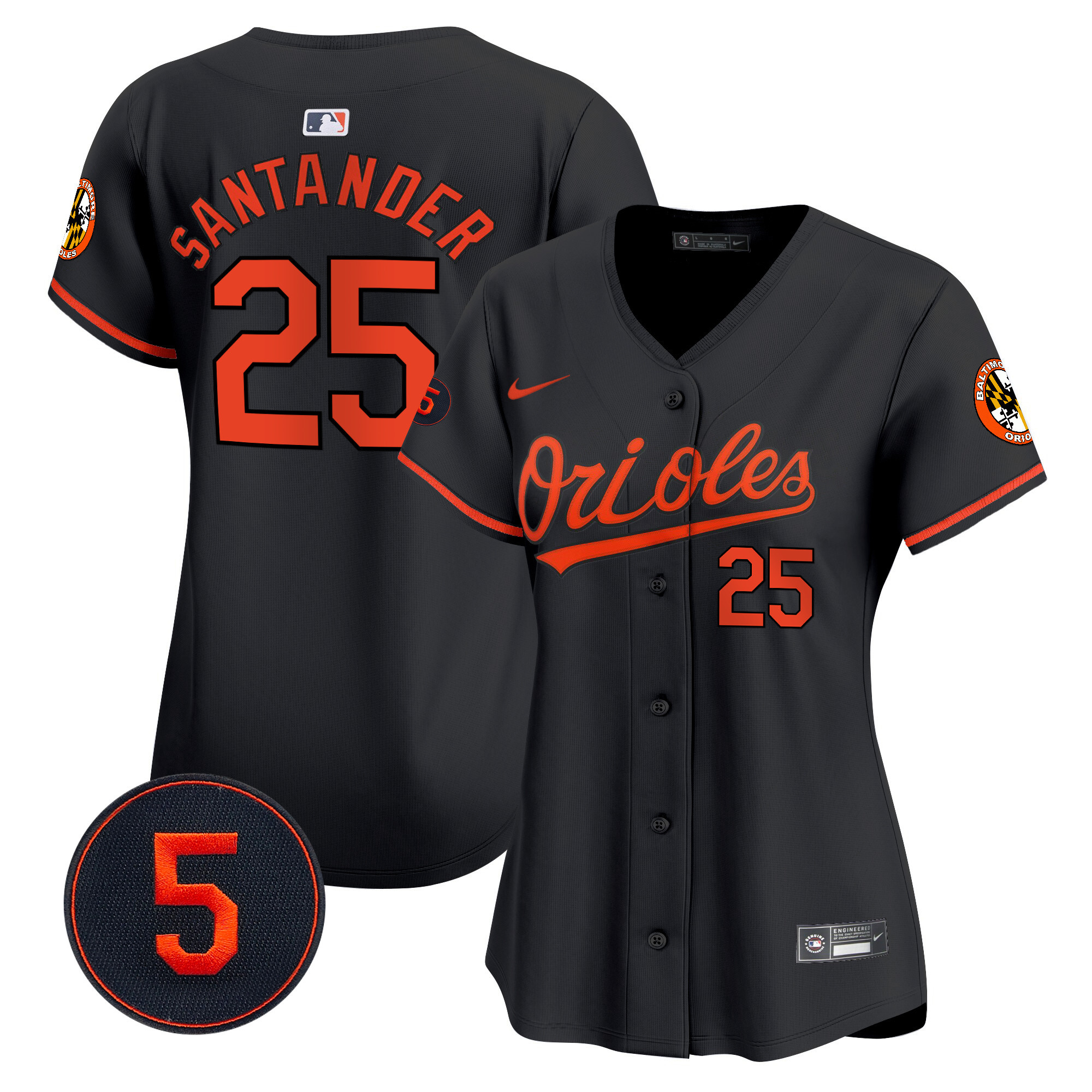 Anthony Santander Women’s Baltimore Orioles Robinson Patch Vapor Premier Limited Black Jersey - All Stitched