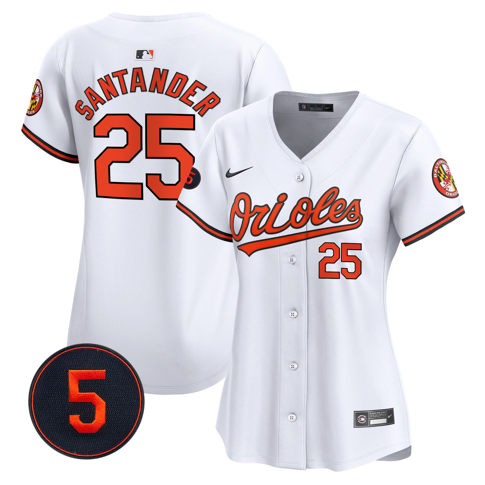 Anthony Santander Women’s Baltimore Orioles Robinson Patch Vapor Premier Limited White Jersey - All Stitched