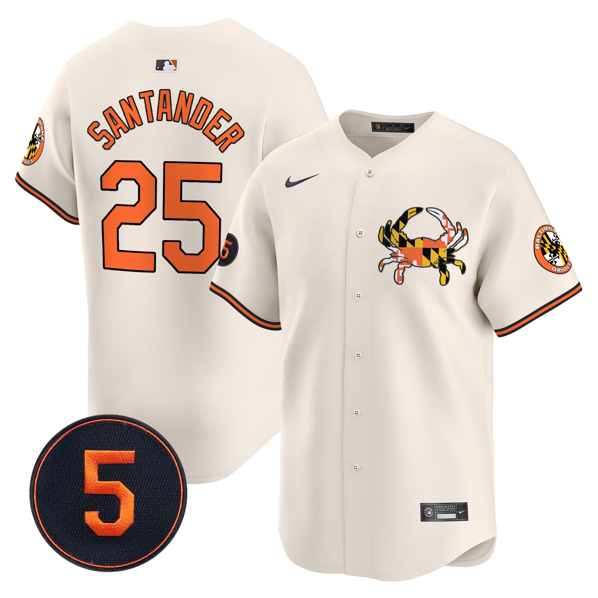 Anthony SantanderUnisex Baltimore Orioles Robinson Patch Vapor Premier Limited Cream Jersey V3 - All Stitched