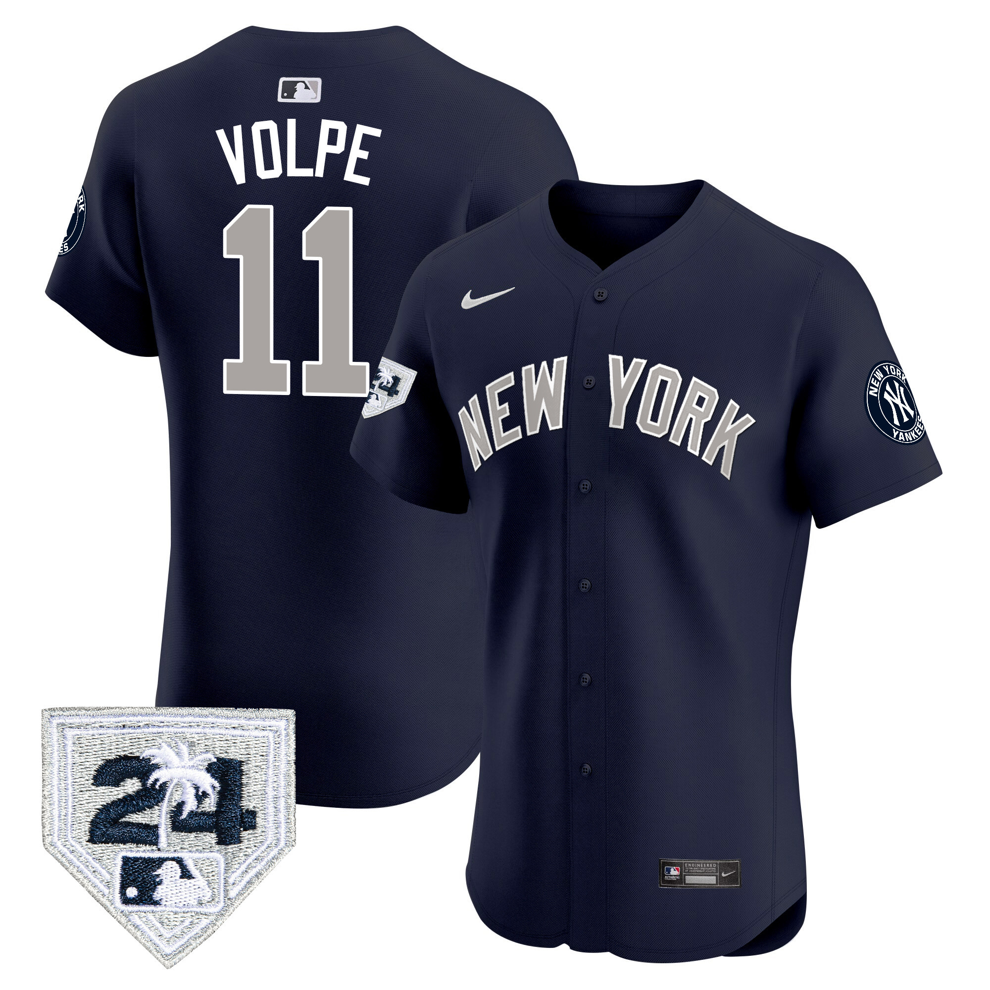 Anthony Volpe Men's New York Yankees 2024 Spring Training Patch Vapor Premier Elite V2 Alternate Jersey - All Stitched