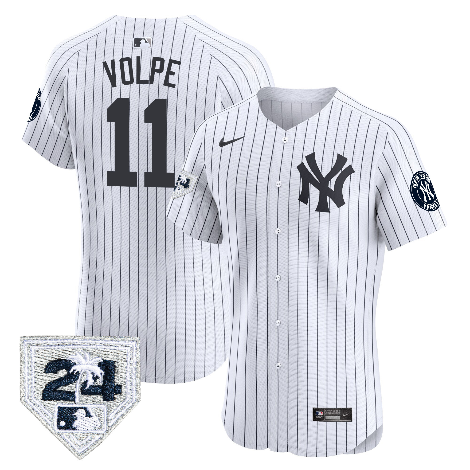 Anthony Volpe Men's New York Yankees 2024 Spring Training Patch Vapor Premier Elite V2 White Jersey - All Stitched