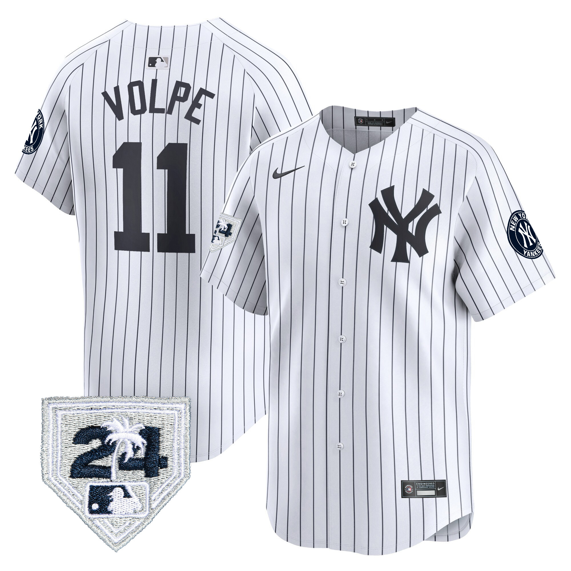 Anthony Volpe Men's New York Yankees 2024 Spring Training Patch Vapor Premier Limited V3 White Jersey - All Stitched