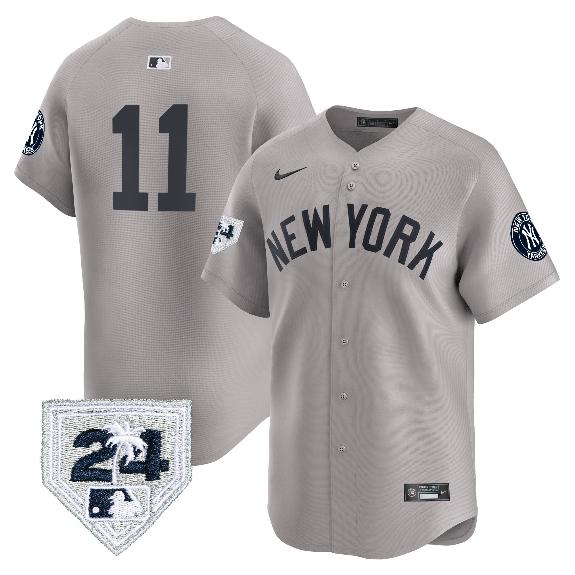 Anthony Volpe Men's New York Yankees 2024 Spring Training Patch Vapor Premier Limited V5 Gray Jersey - All Stitched