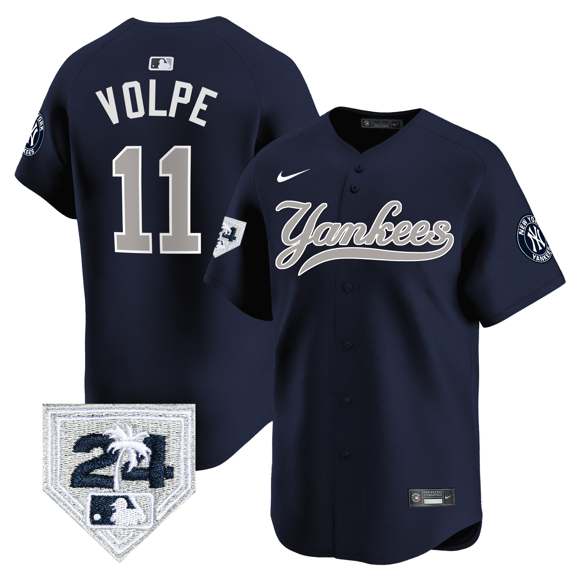 Anthony Volpe Men's New York Yankees 2024 Spring Training Patch Vapor Premier Limited V6 Alternate Jersey - All Stitched