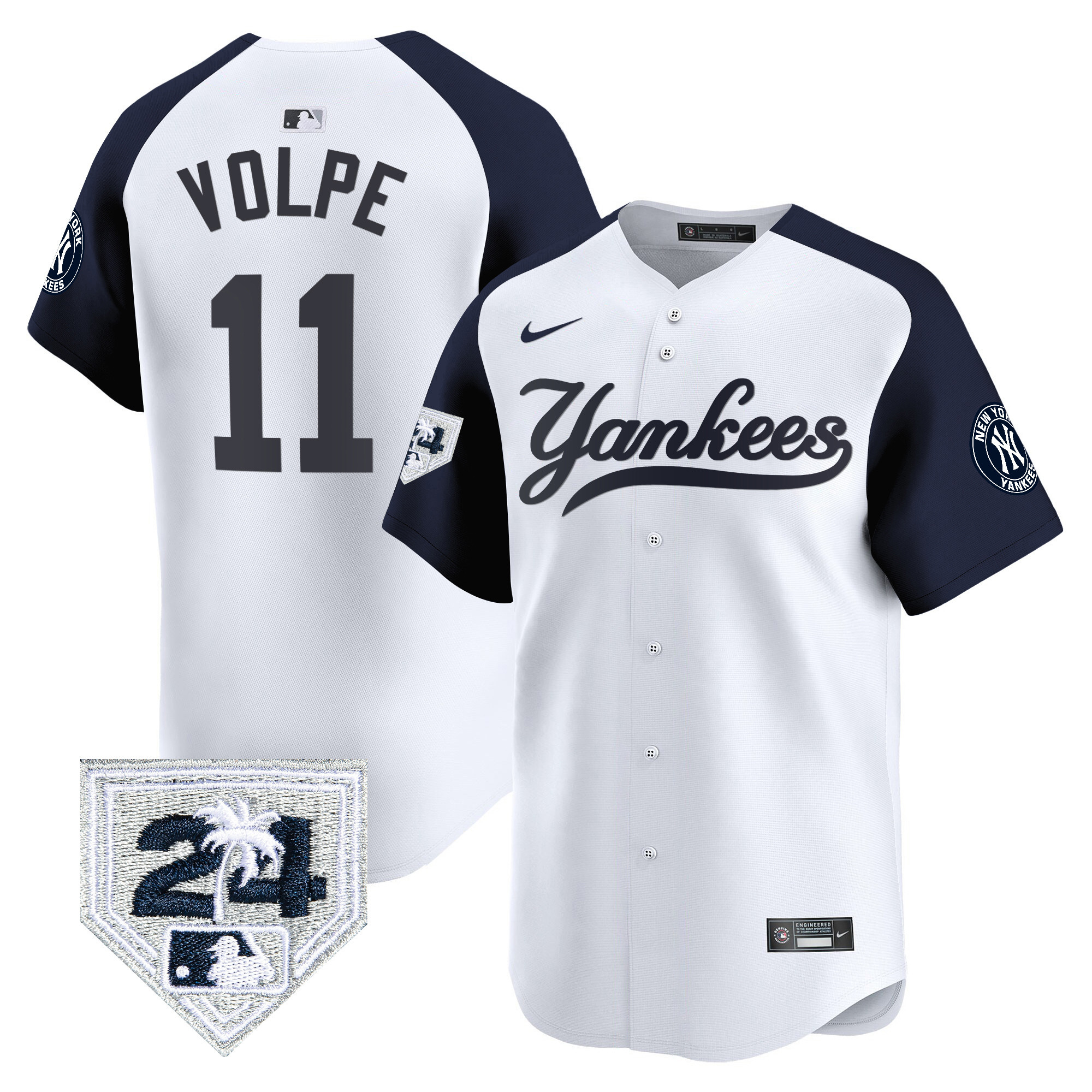 Anthony Volpe Men's New York Yankees 2024 Spring Training Patch Vapor Premier Limited V6 White Alternate Jersey - All Stitched