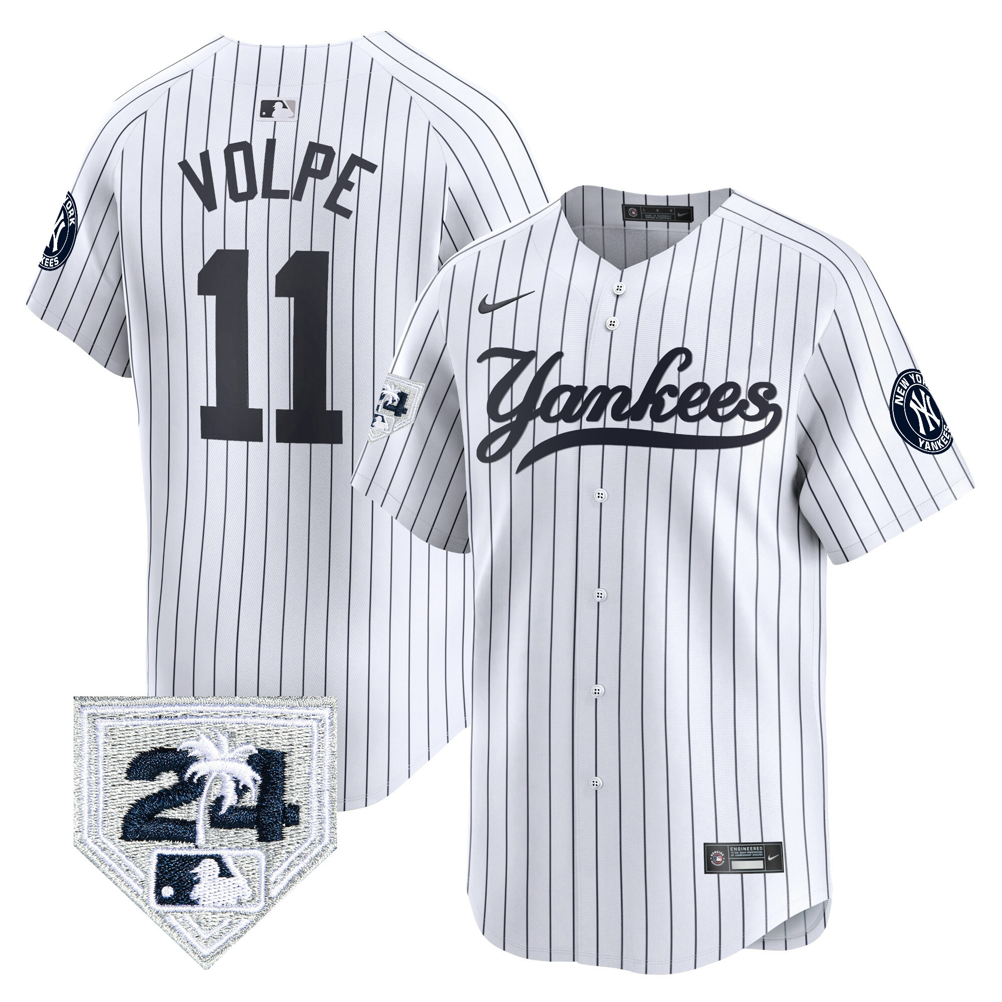 Anthony Volpe Men's New York Yankees 2024 Spring Training Patch Vapor Premier Limited V6 White Jersey - All Stitched