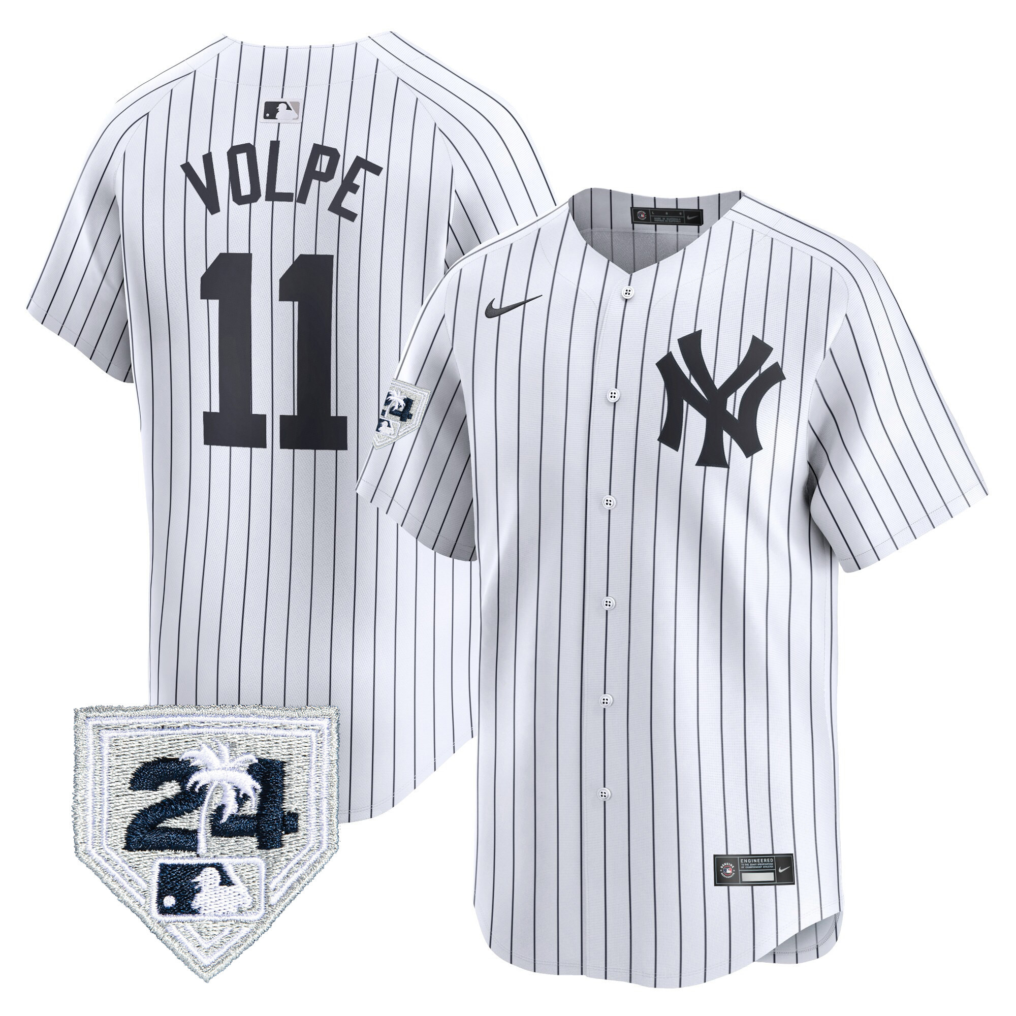 Anthony Volpe Men's New York Yankees 2024 Spring Training Patch Vapor Premier Limited White Jersey - All Stitched