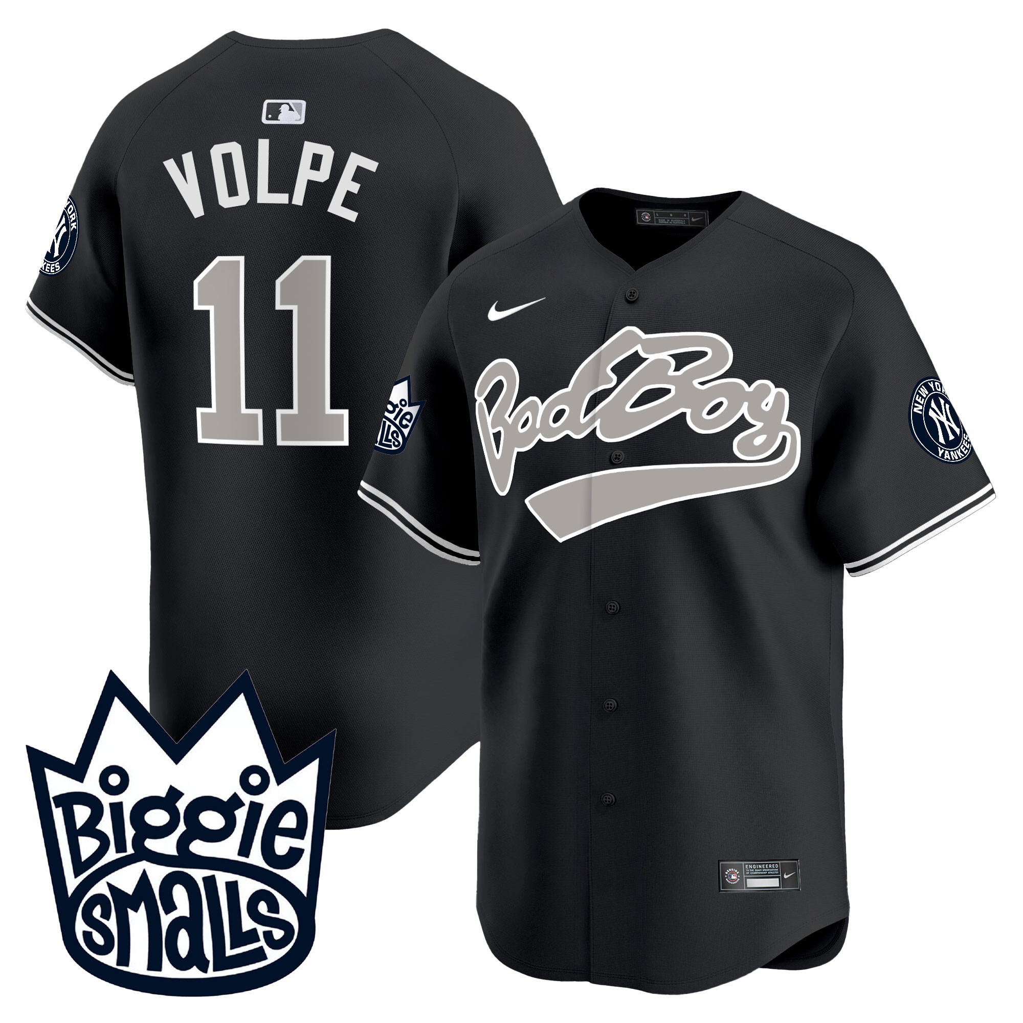 Anthony Volpe Men's New York Yankees Biggie Smalls Vapor Premier Limited Black Jersey - All Stitched