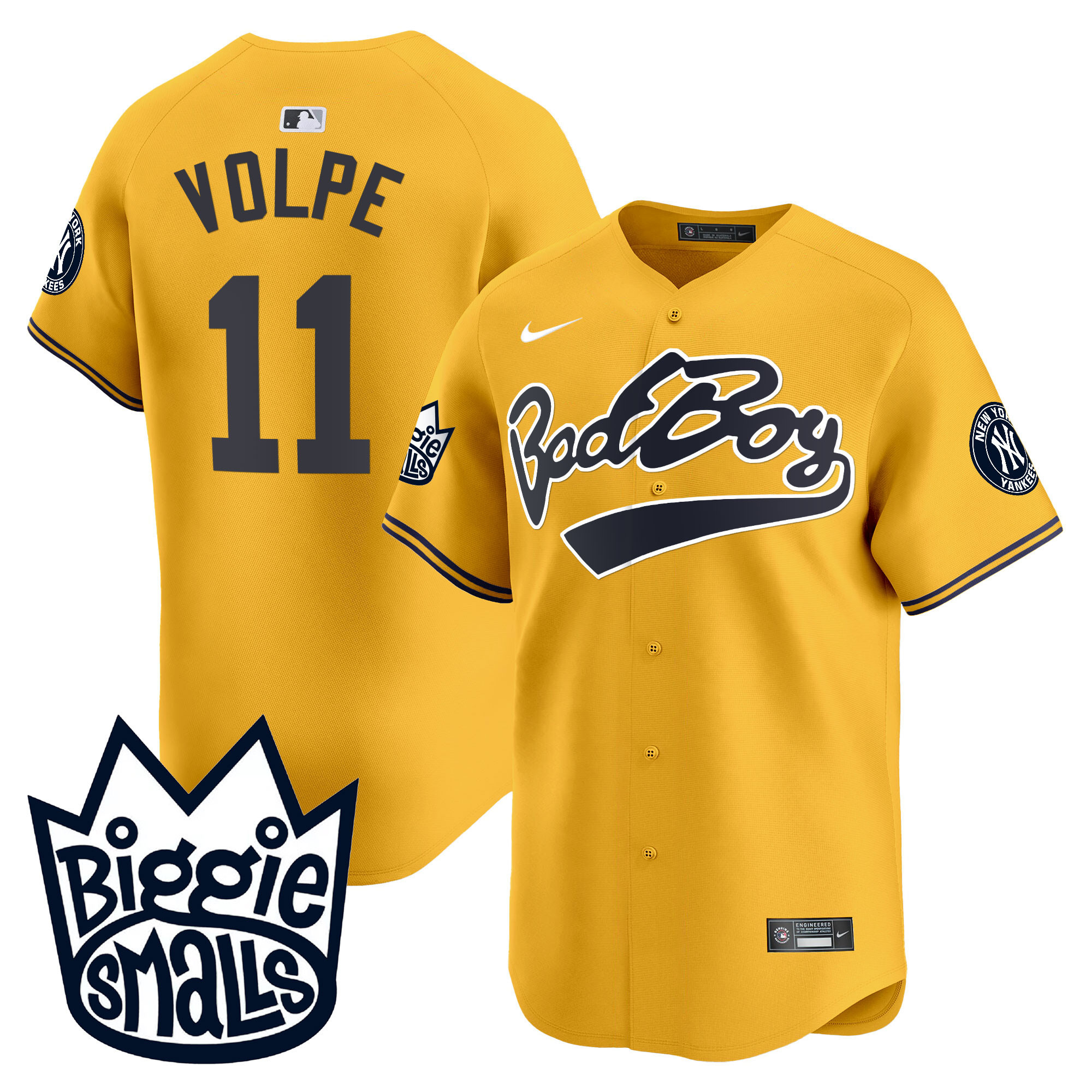 Anthony Volpe Men's New York Yankees Biggie Smalls Vapor Premier Limited Gold Jersey - All Stitched