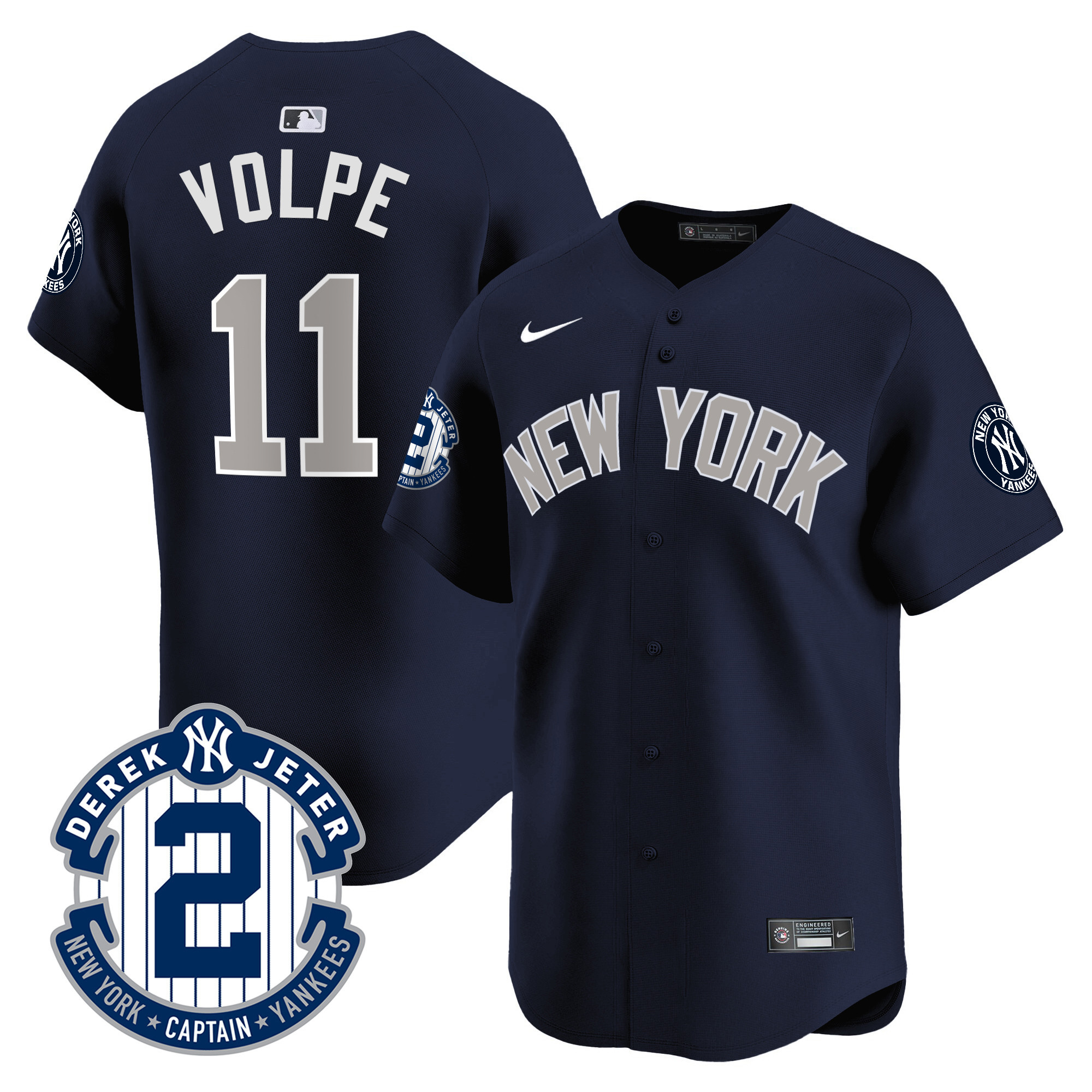 Anthony Volpe Men's New York Yankees Derek Jeter Patch Vapor Premier Limited Alternate Jersey - All Stitched
