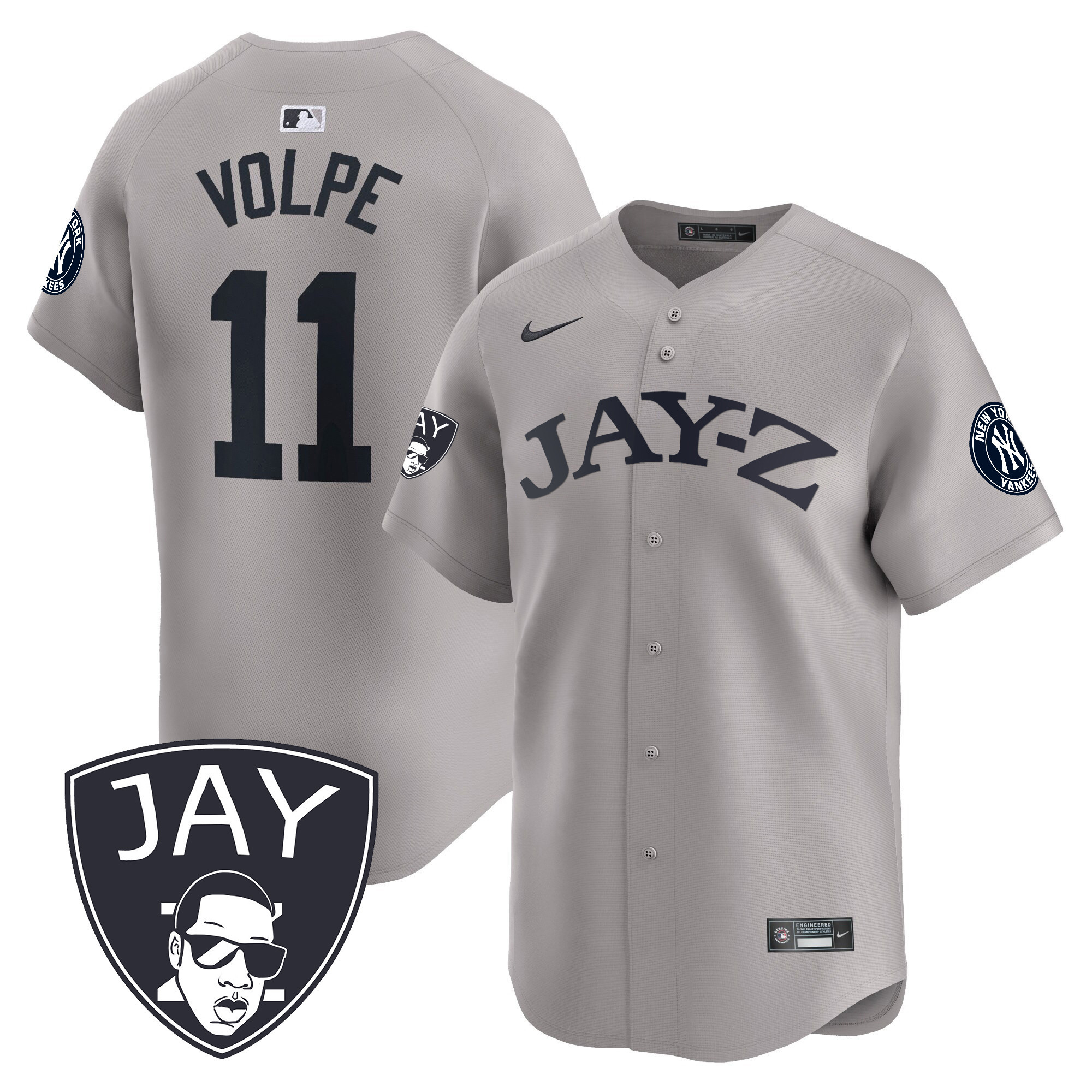 Anthony Volpe Men's New York Yankees Jay-Z Vapor Premier Limited Gray Jersey - All Stitched