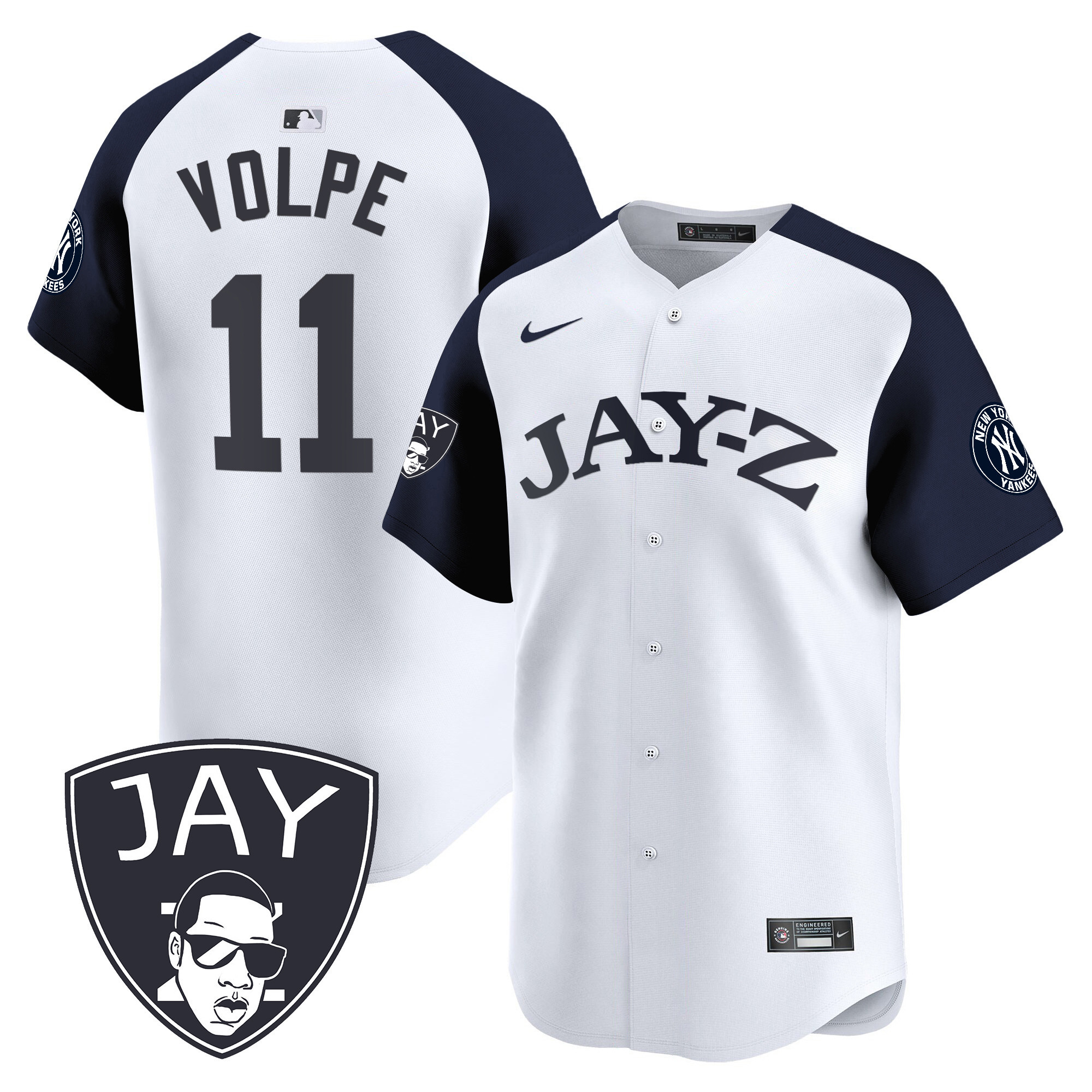 Anthony Volpe Men's New York Yankees Jay-Z Vapor Premier Limited White Alternate Jersey - All Stitched