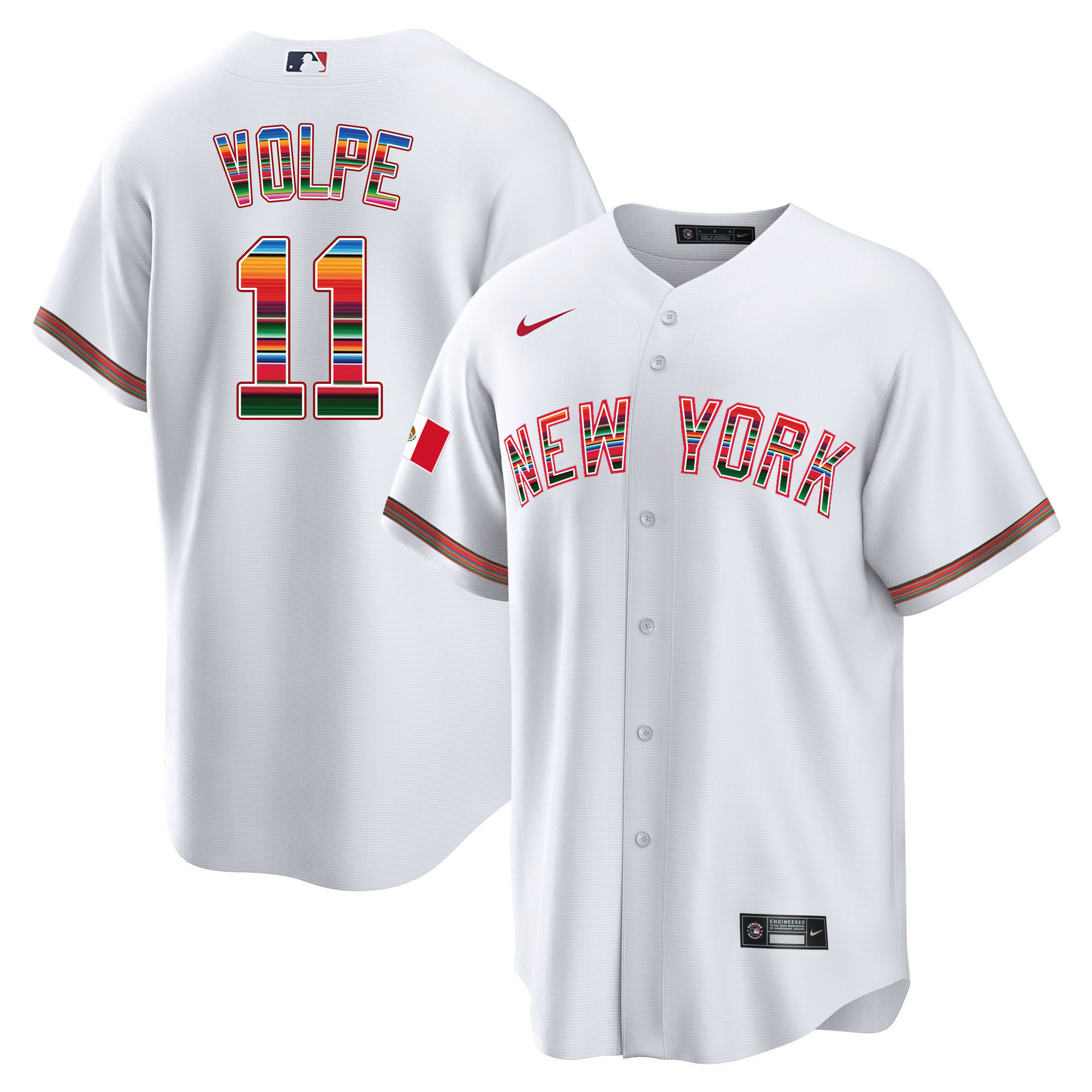 Anthony Volpe Men's New York Yankees Mexico Cool Base White Jersey - All Stitched
